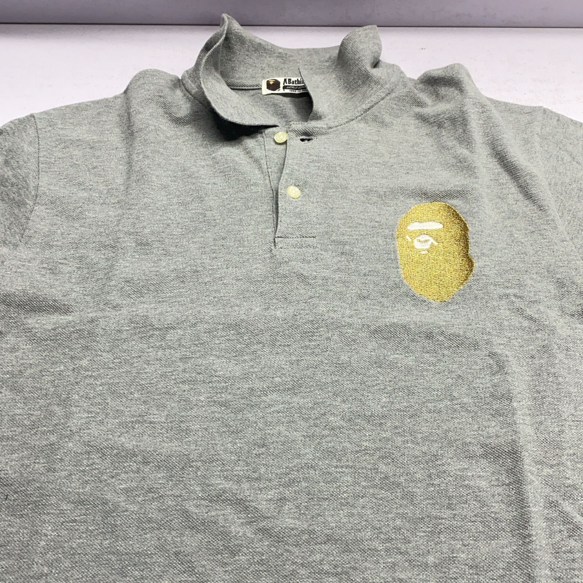 Bape A BATHING APE Gold Ape Head Polo Shirt Size L Size US L / EU 52-54 / 3 - 9 Thumbnail
