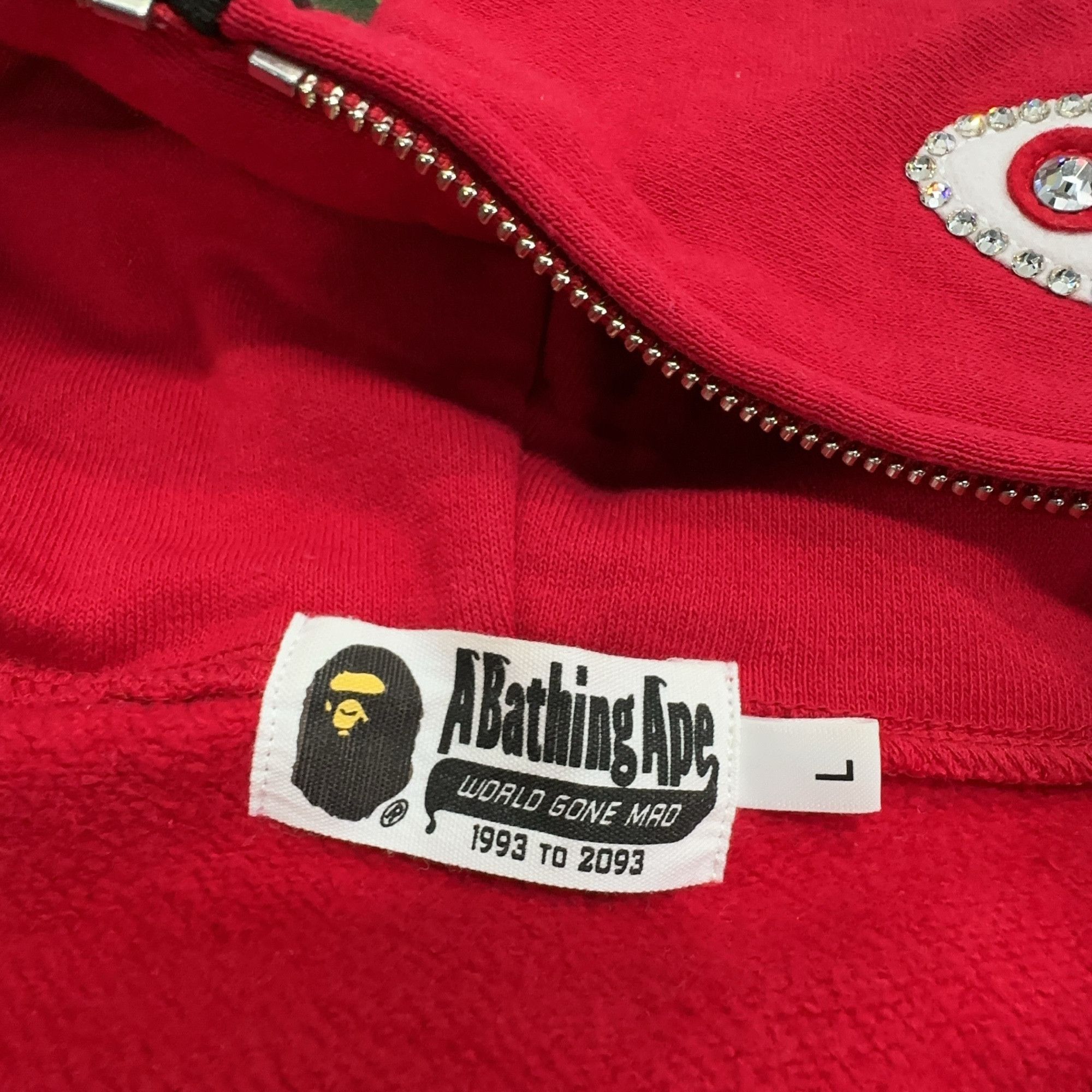 Bape A Bathing Ape Shark Full Zip Hoodie Red Size L Size US L / EU 52-54 / 3 - 4 Thumbnail