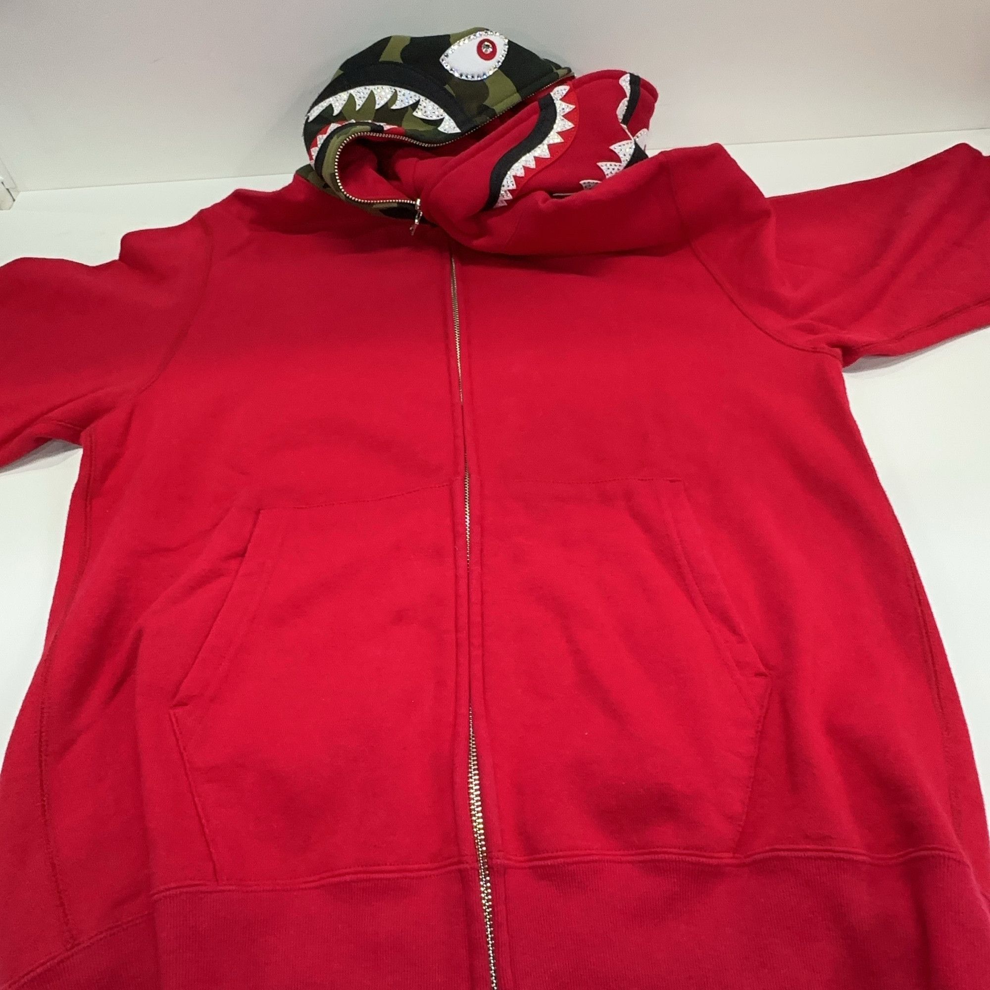 Bape A Bathing Ape Shark Full Zip Hoodie Red Size L Size US L / EU 52-54 / 3 - 8 Thumbnail