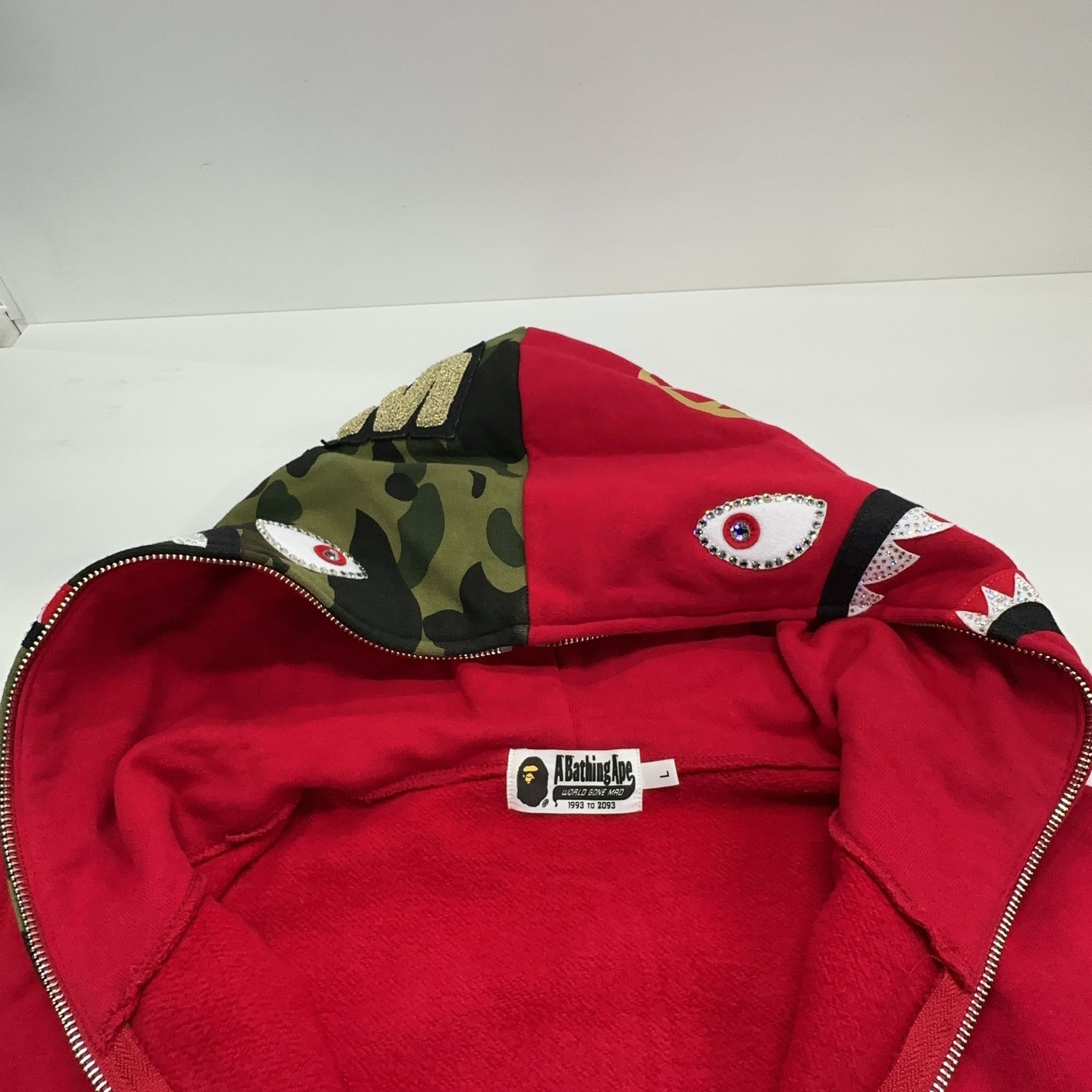 Bape A Bathing Ape Shark Full Zip Hoodie Red Size L Size US L / EU 52-54 / 3 - 5 Thumbnail