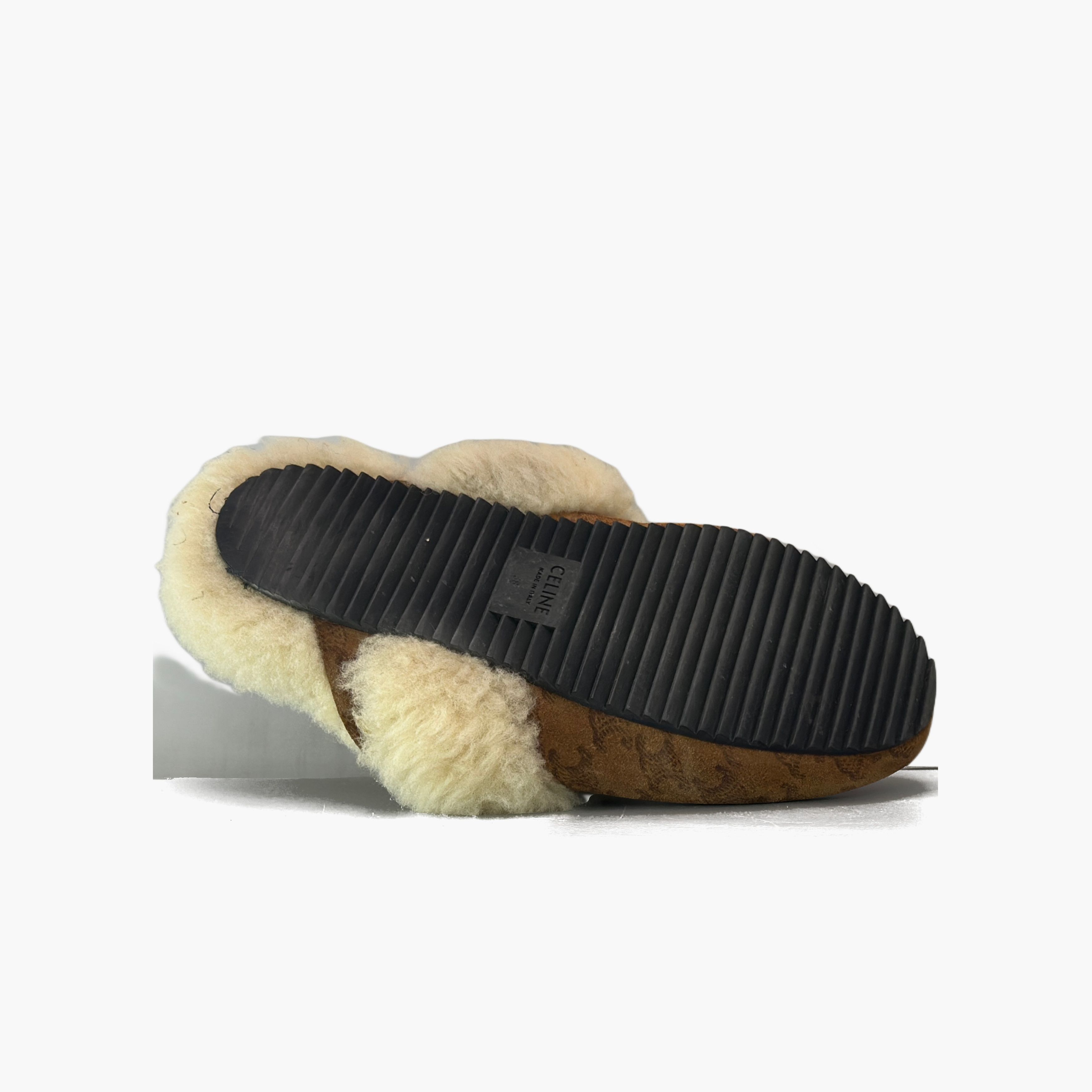 Celine Celine Triomphe Shearling Slides Size 38 Size US 8 / IT 38 - 7 Thumbnail
