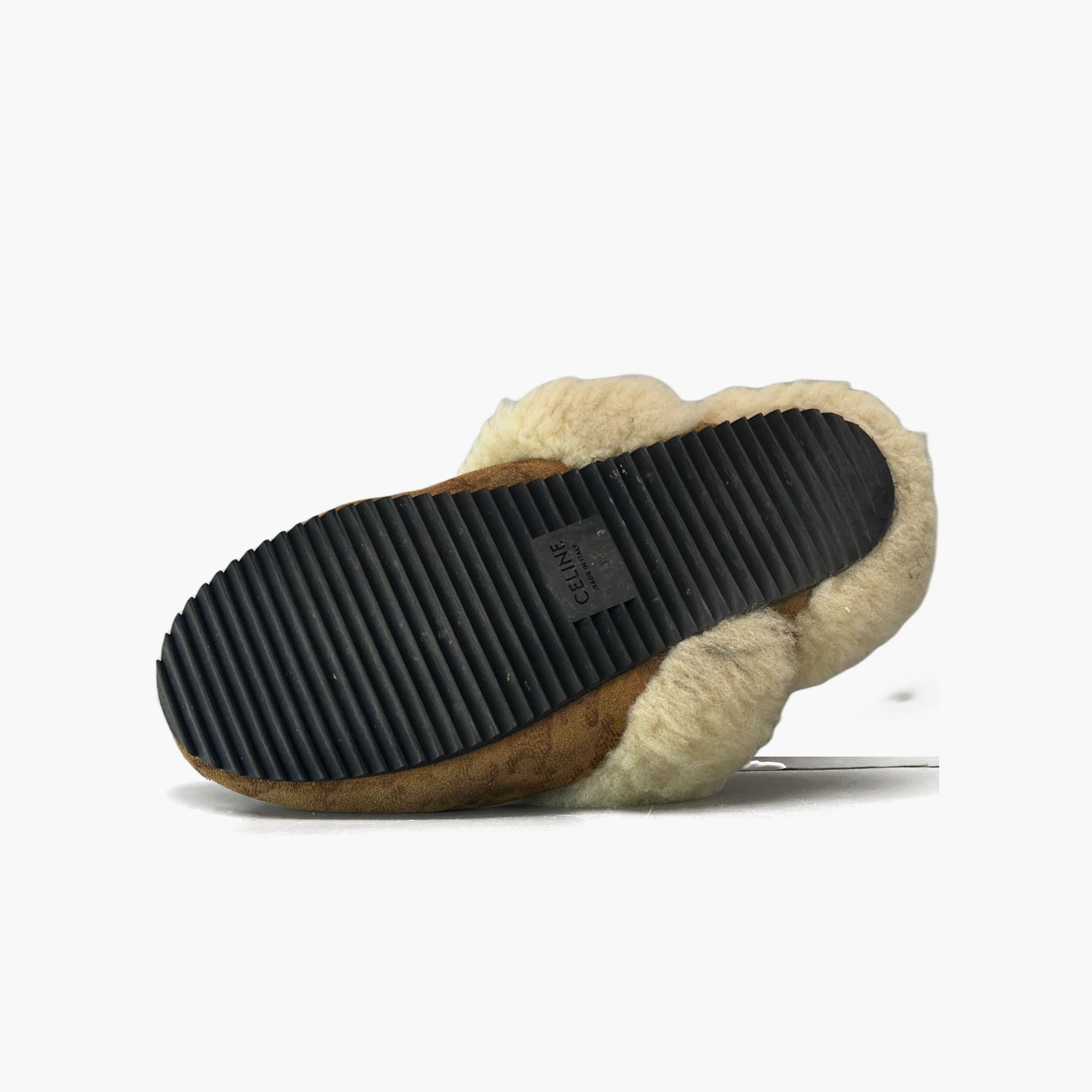 Celine Celine Triomphe Shearling Slides Size 38 Size US 8 / IT 38 - 8 Thumbnail