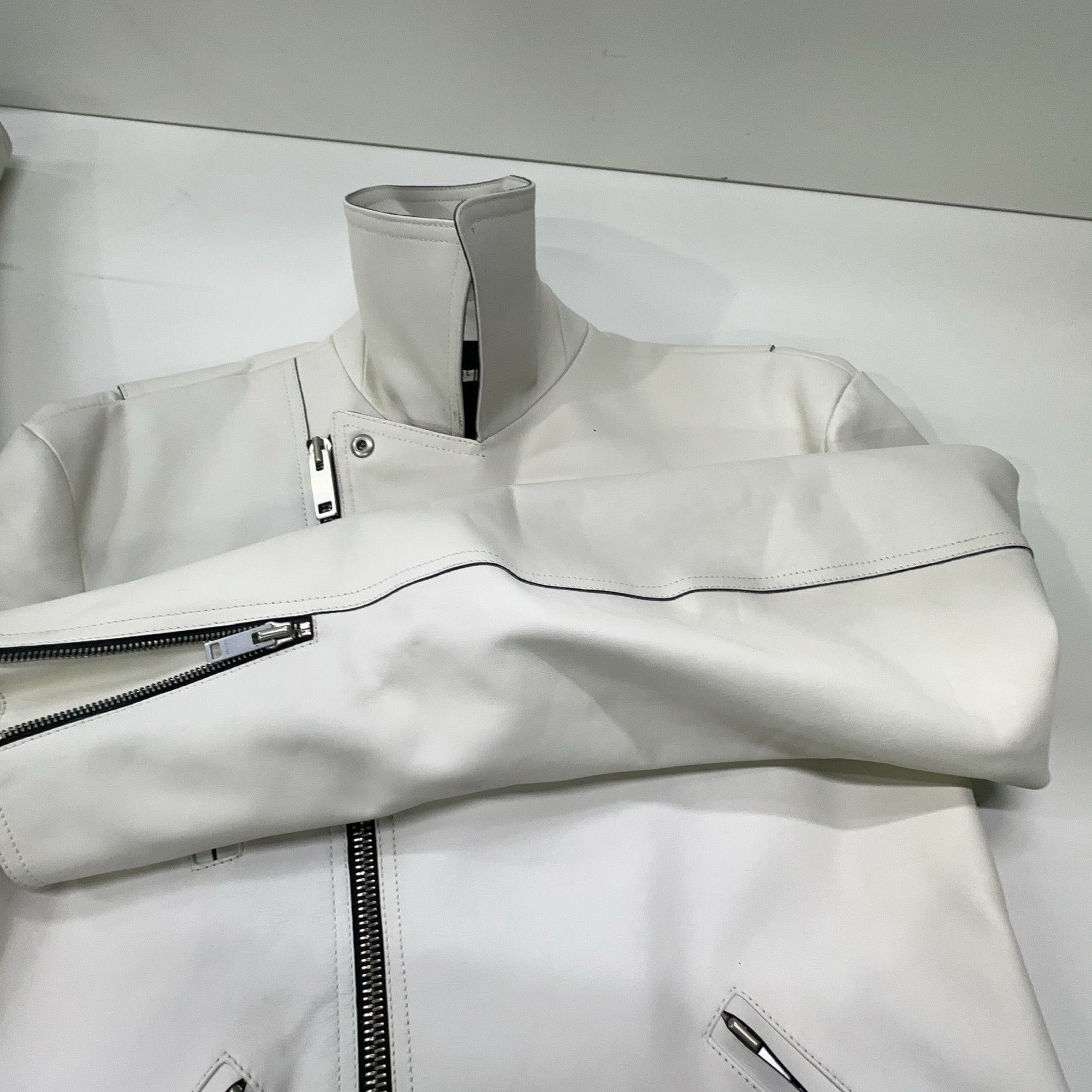 Celine Celine White Leather Moto Jacket Size 38 Size S / US 4 / IT 40 - 15 Thumbnail