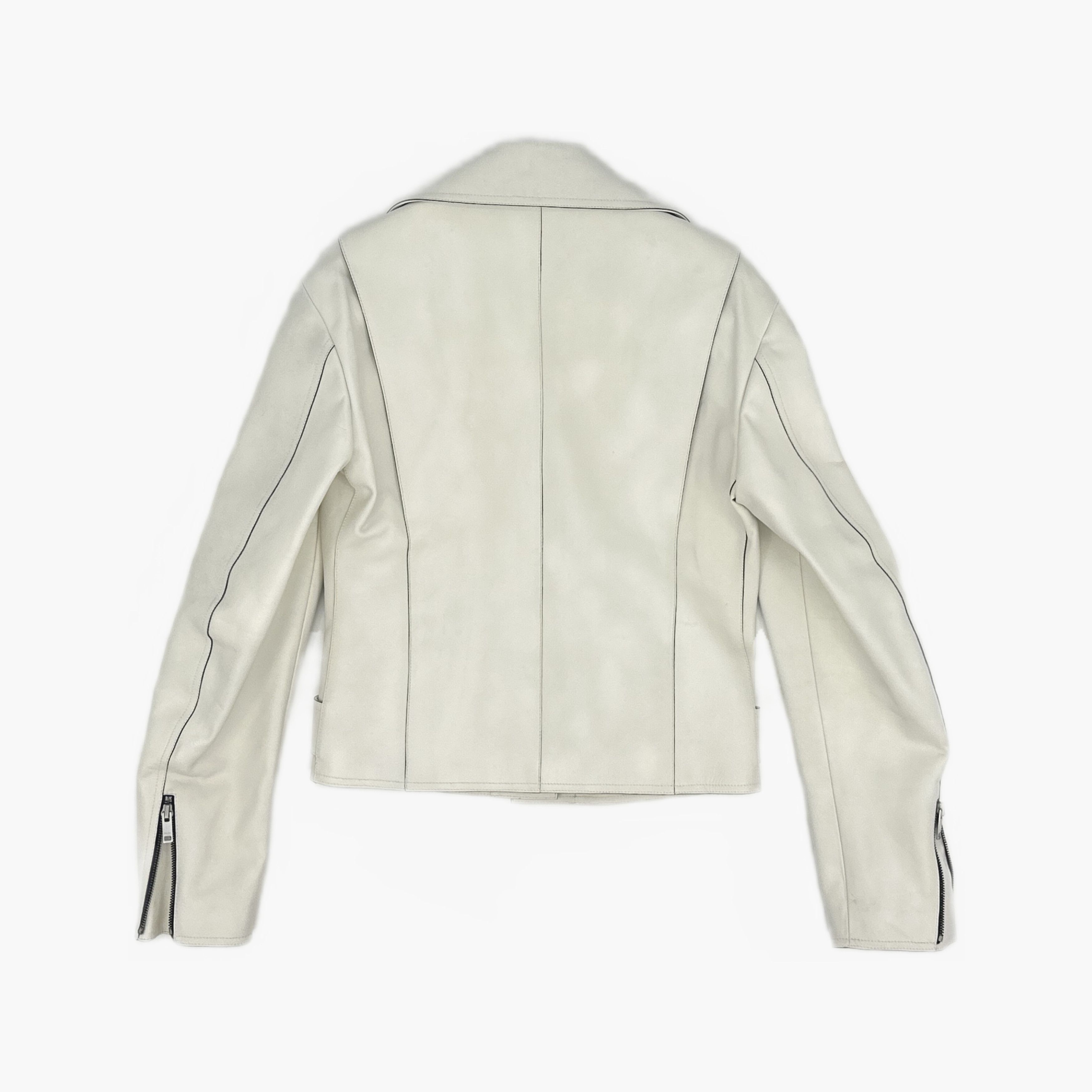 Celine Celine White Leather Moto Jacket Size 38 Size S / US 4 / IT 40 - 2 Thumbnail