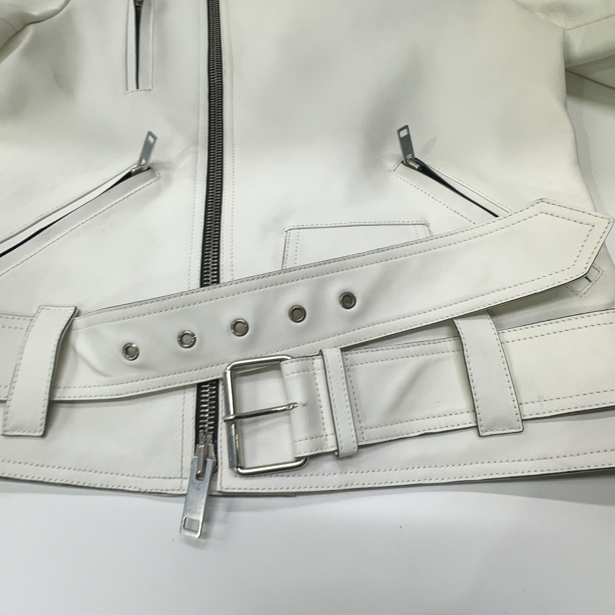 Celine Celine White Leather Moto Jacket Size 38 Size S / US 4 / IT 40 - 18 Thumbnail