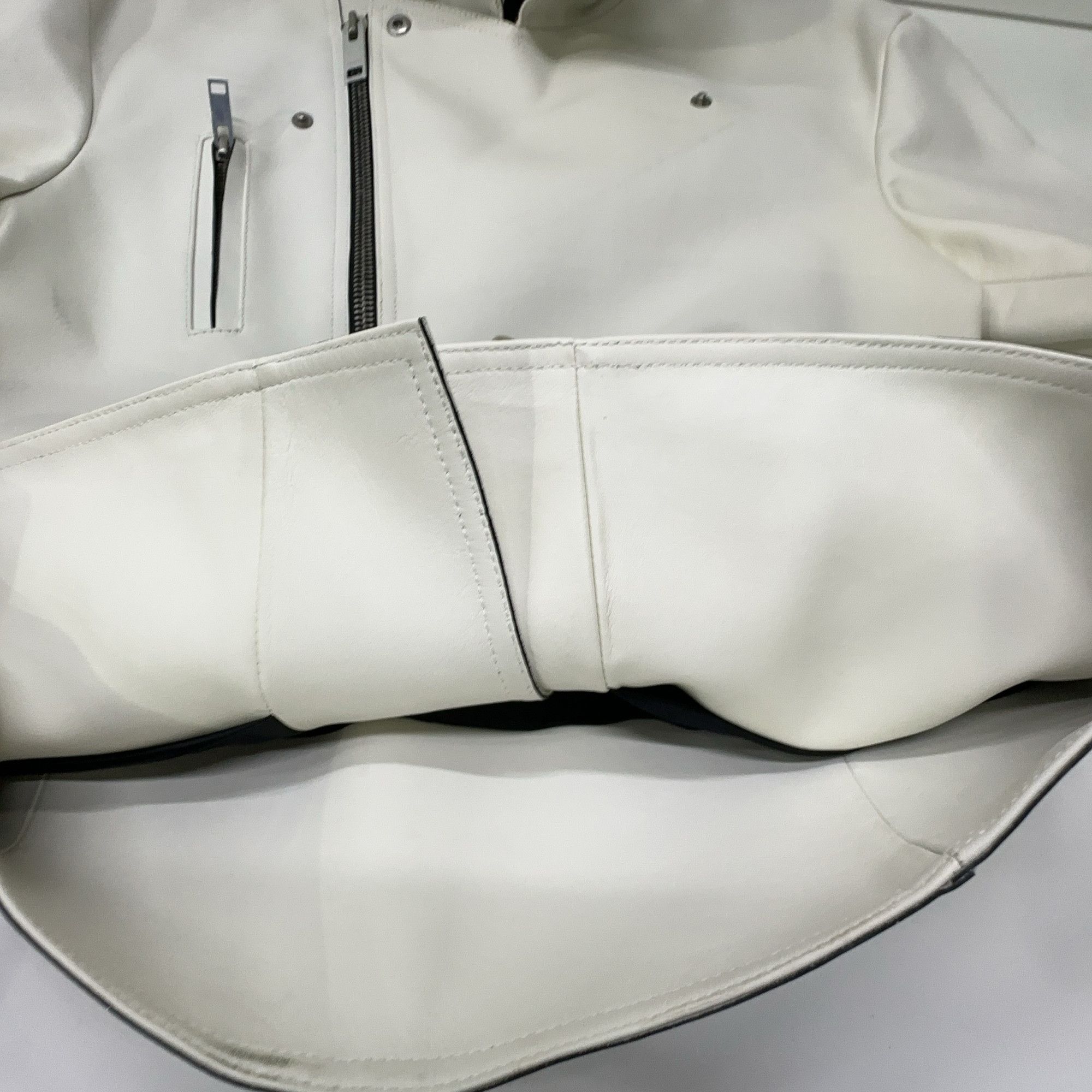 Celine Celine White Leather Moto Jacket Size 38 Size S / US 4 / IT 40 - 19 Thumbnail