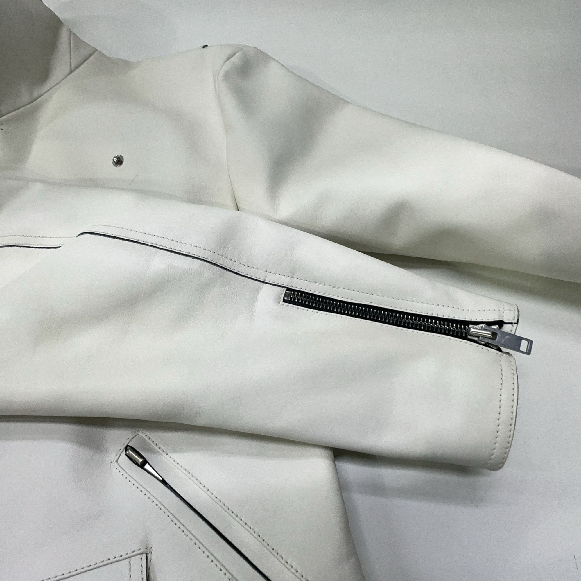 Celine Celine White Leather Moto Jacket Size 38 Size S / US 4 / IT 40 - 13 Thumbnail