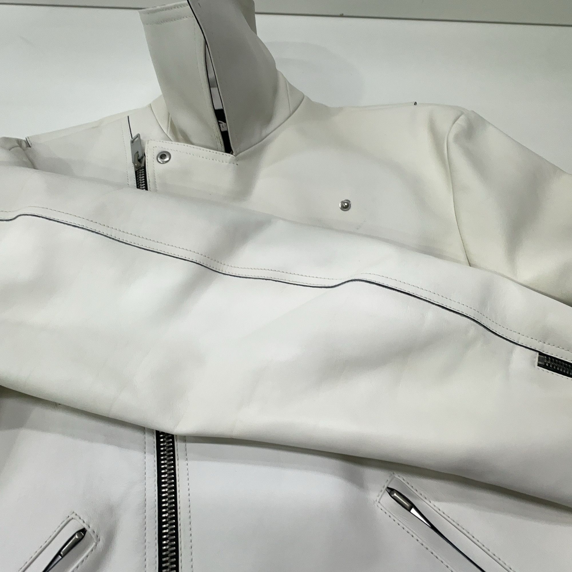 Celine Celine White Leather Moto Jacket Size 38 Size S / US 4 / IT 40 - 12 Thumbnail