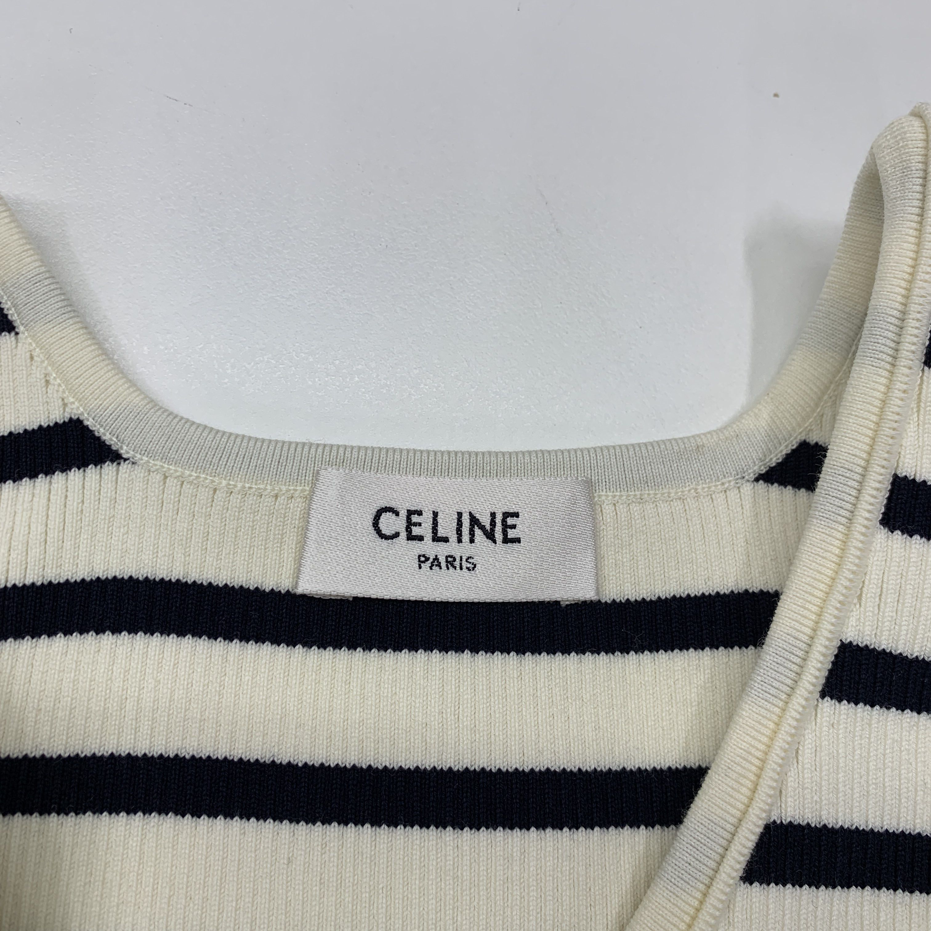 Celine Celine Striped Logo Tank Top Size S Size S / US 4 / IT 40 - 3 Thumbnail