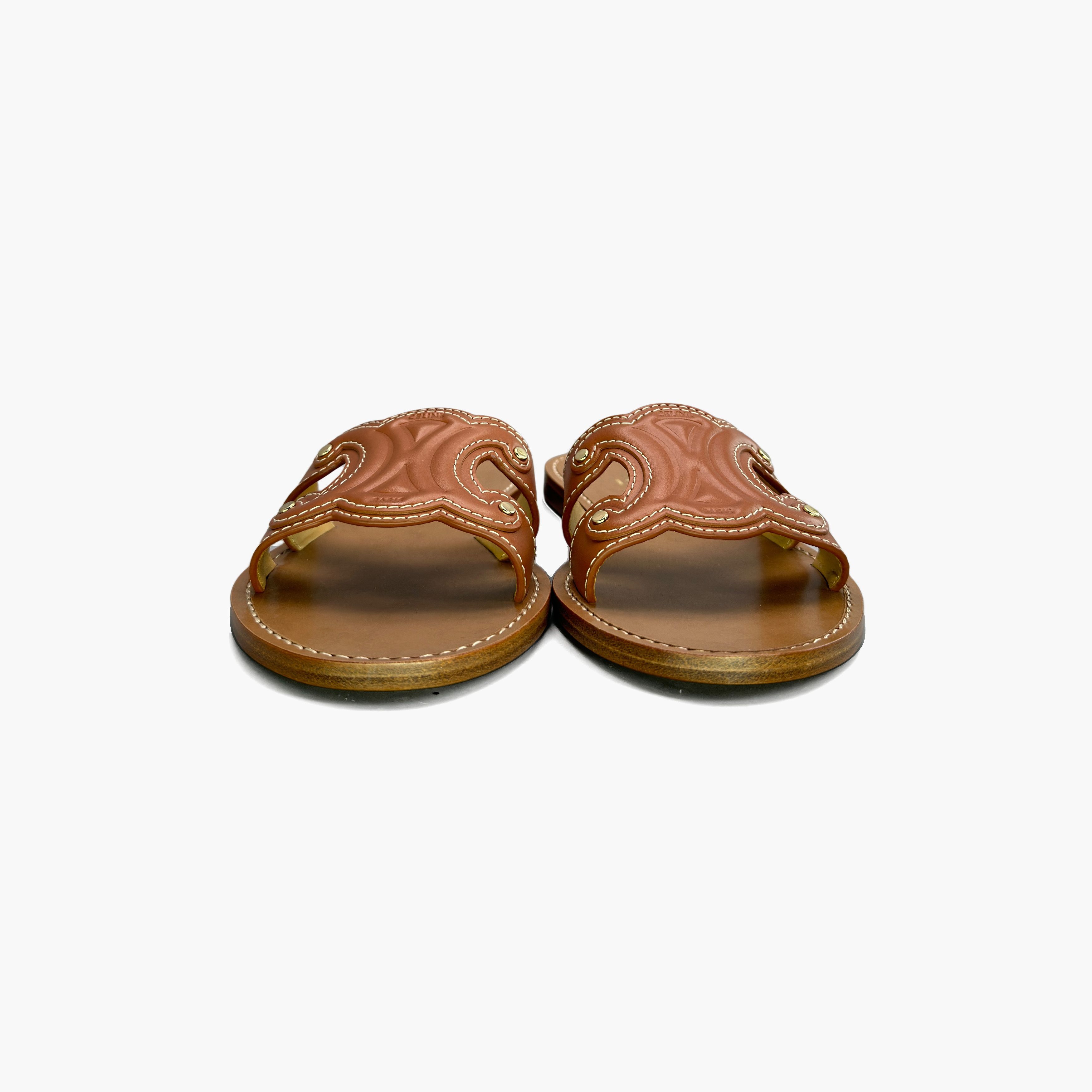 Celine Celine Triomphe Leather Slides Size 37 Size US 7 / IT 37 - 5 Thumbnail