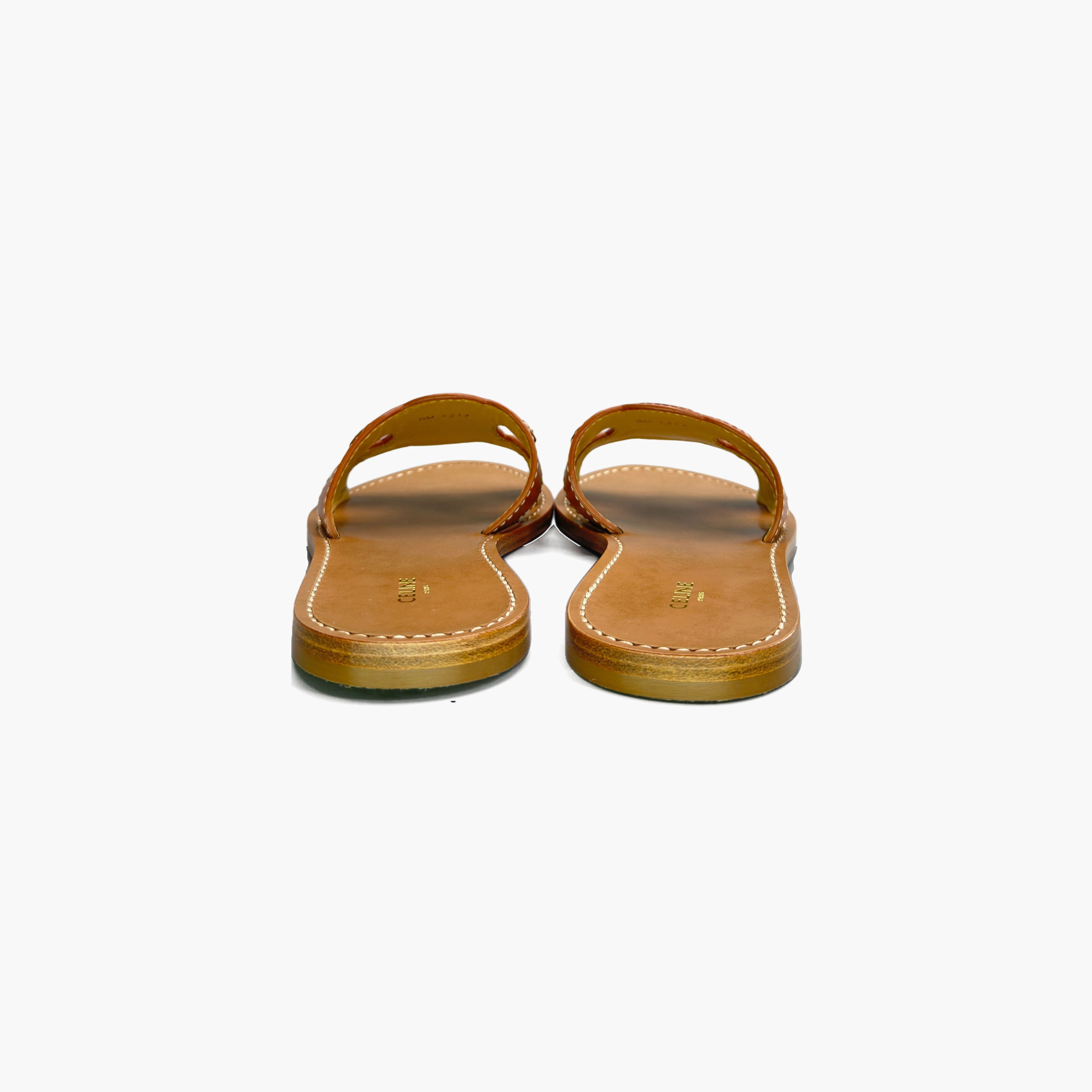 Celine Celine Triomphe Leather Slides Size 37 Size US 7 / IT 37 - 6 Thumbnail