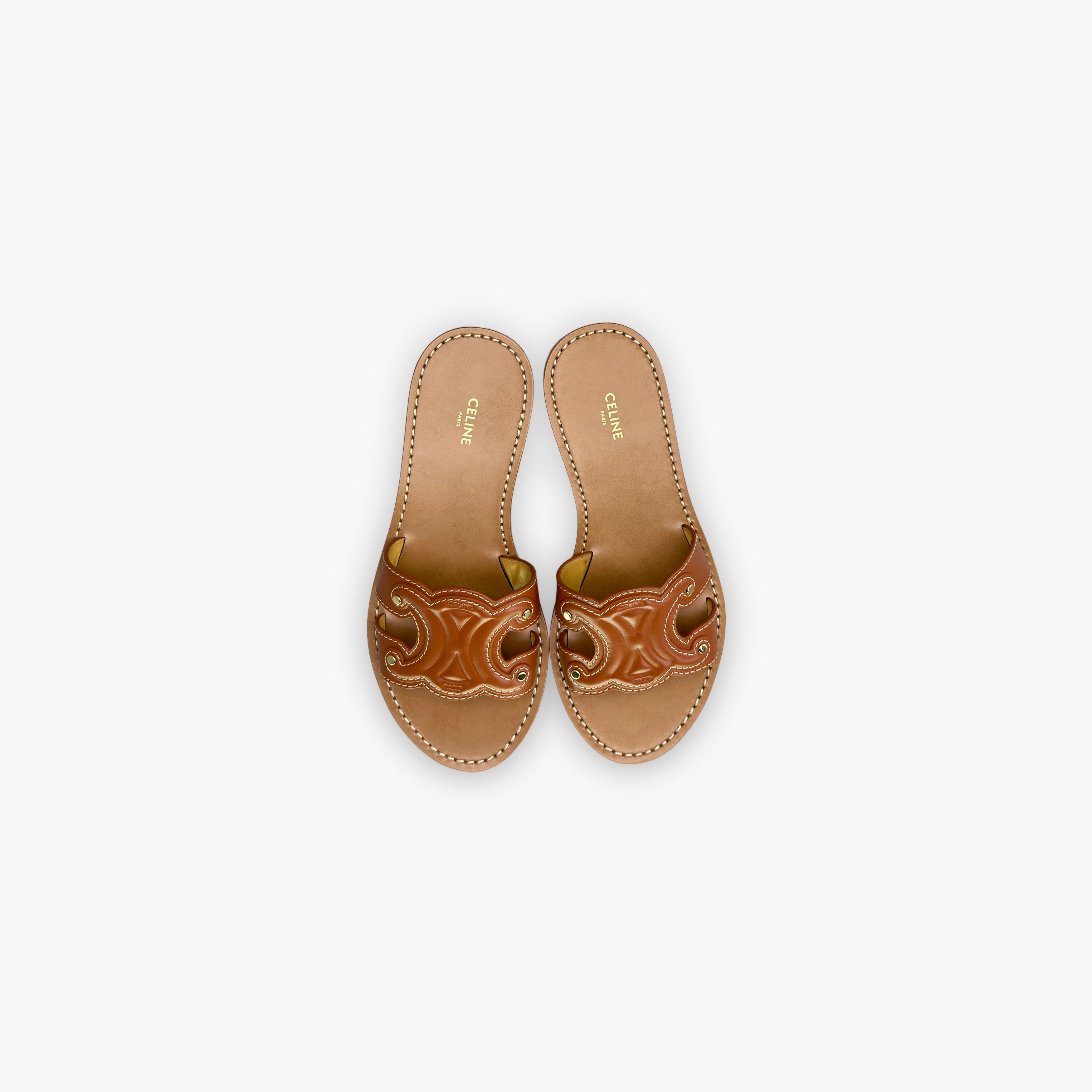 Celine Celine Triomphe Leather Slides Size 37 Size US 7 / IT 37 - 9 Thumbnail
