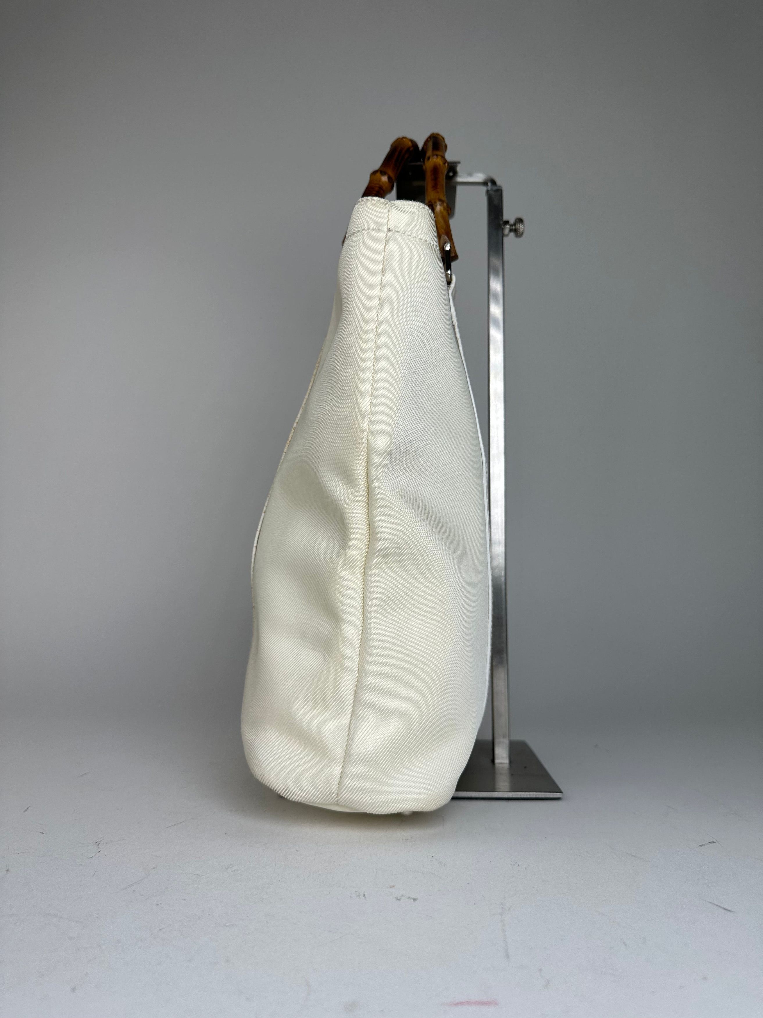 Gucci Vintage Bamboo Handle Canvas Tote Bag Ivory Size ONE SIZE - 5 Thumbnail