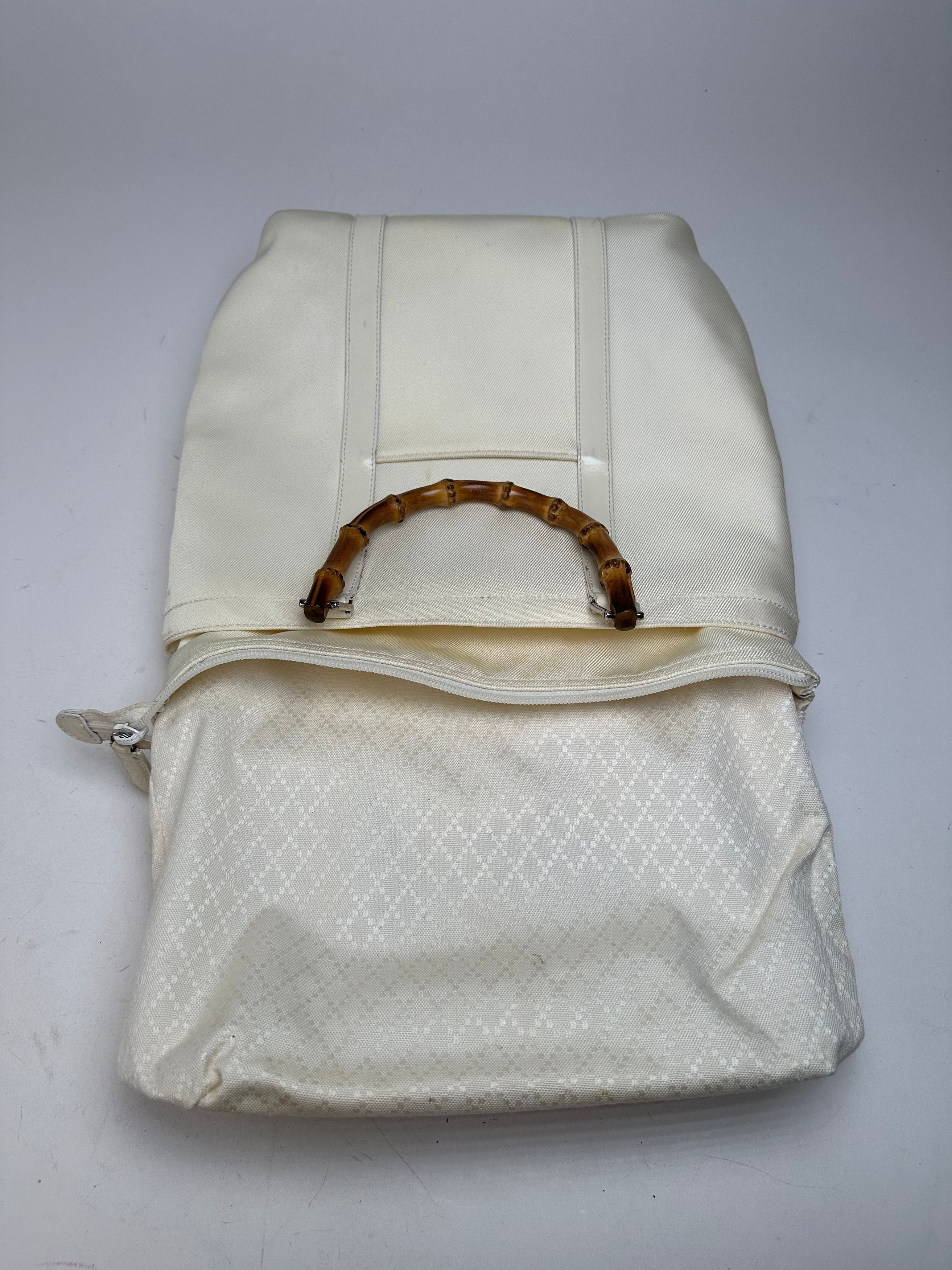 Gucci Vintage Bamboo Handle Canvas Tote Bag Ivory Size ONE SIZE - 4 Thumbnail
