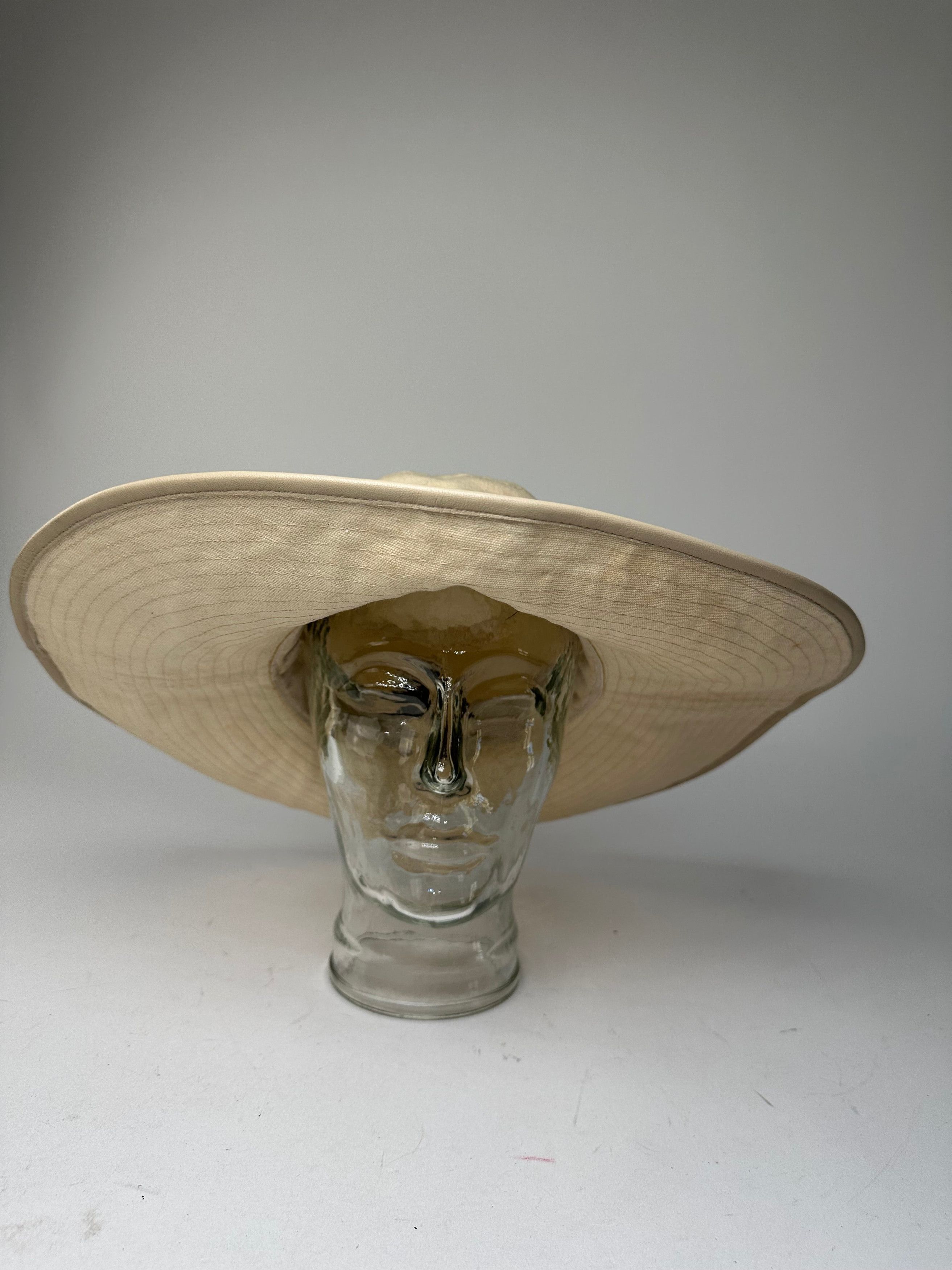 Gucci Vintage Wide Brim Feather Band Hat Beige Brown M Size ONE SIZE - 4 Thumbnail