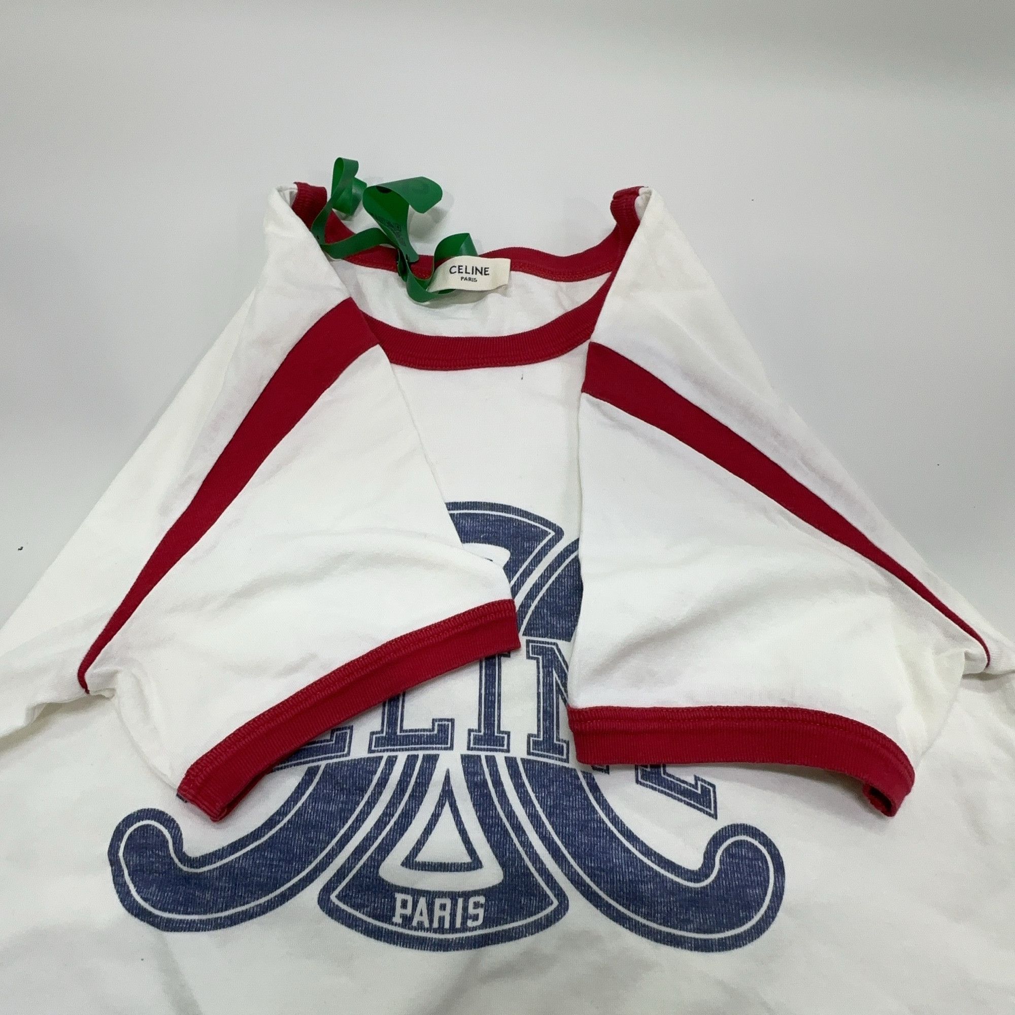 Celine CELINE Triomphe Logo Ringer T-Shirt Size XS Size XS / US 0-2 / IT 36-38 - 8 Thumbnail