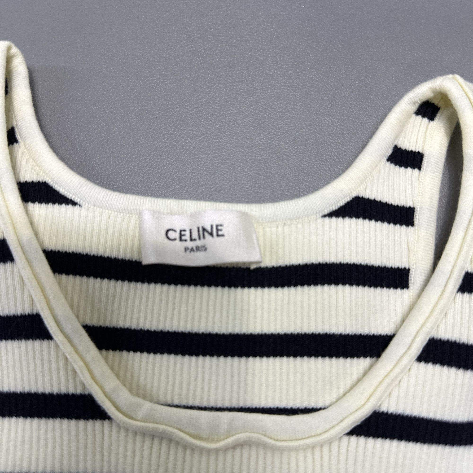 Celine Celine Striped Logo Knit Tank Top Size M Size M / US 6-8 / IT 42-44 - 3 Thumbnail