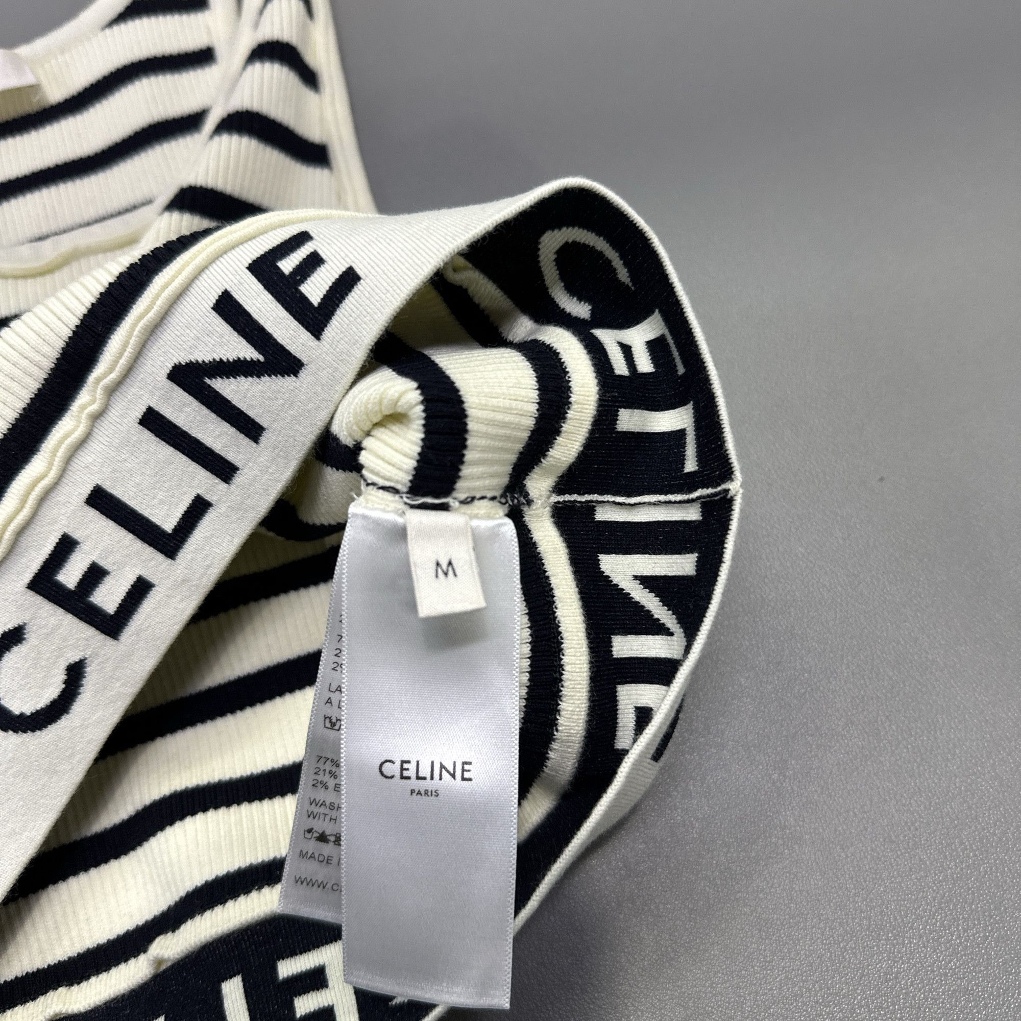 Celine Celine Striped Logo Knit Tank Top Size M Size M / US 6-8 / IT 42-44 - 4 Thumbnail