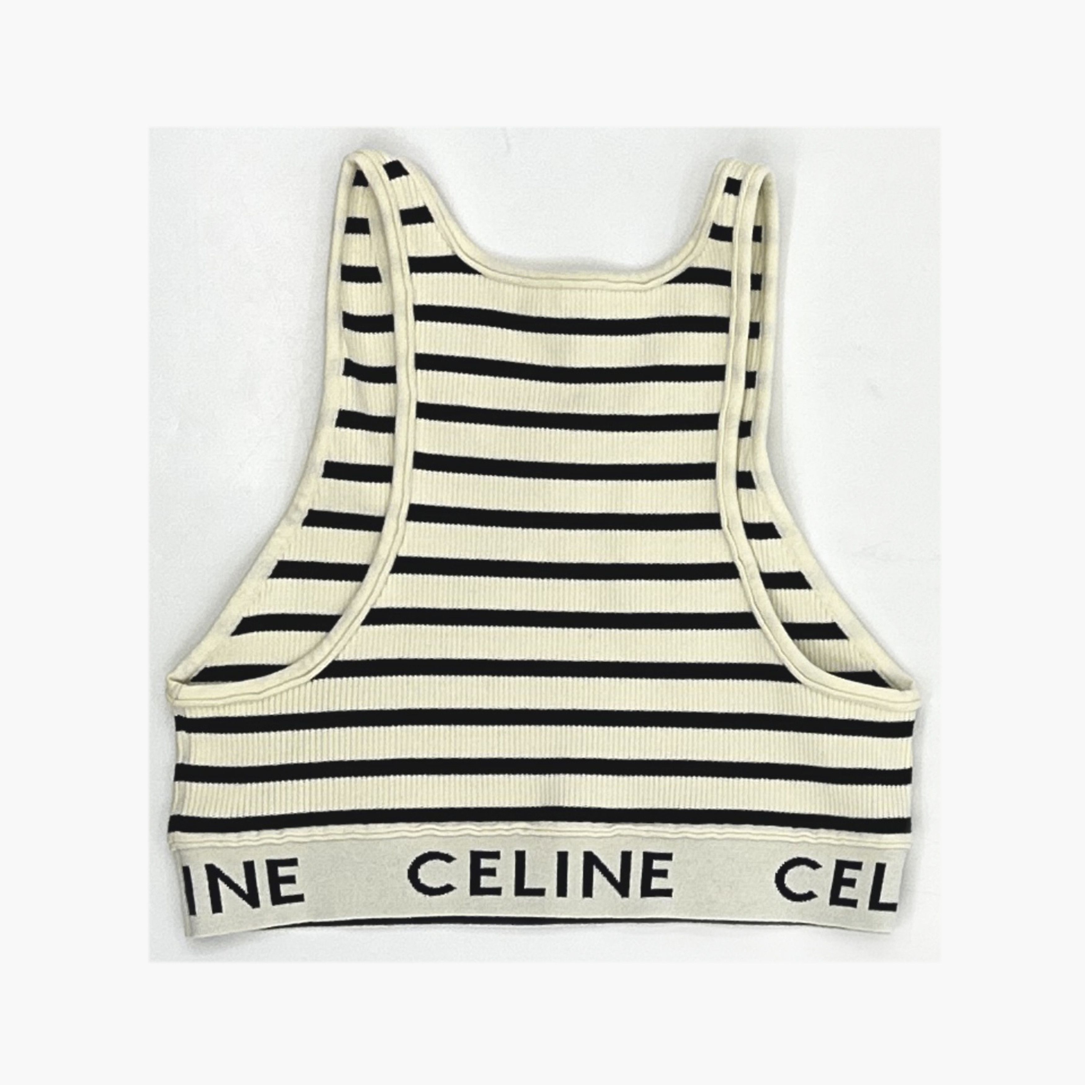 Celine Celine Striped Logo Knit Tank Top Size M Size M / US 6-8 / IT 42-44 - 2 Thumbnail