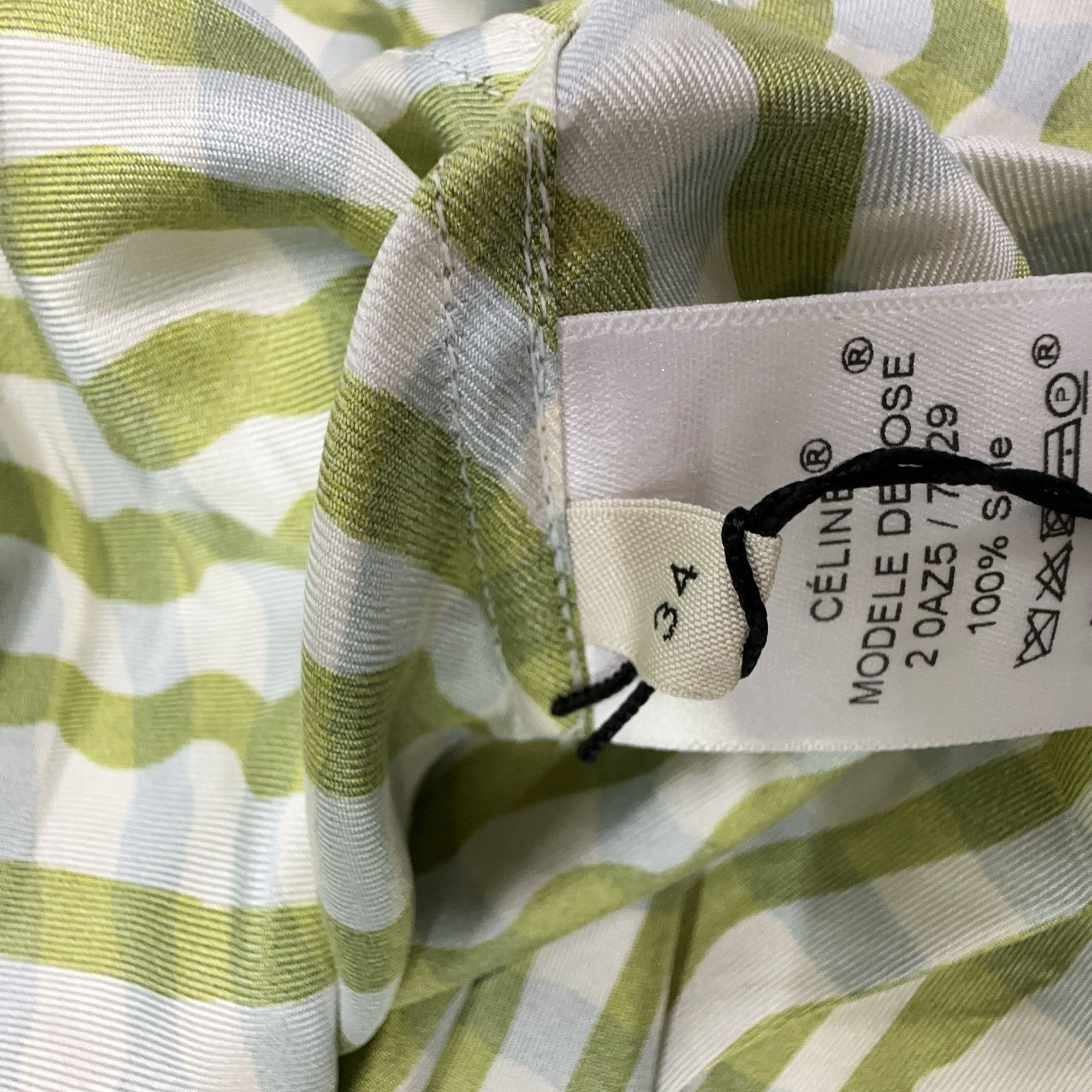 Celine Celine Green Gingham Button Up Shirt Size 34 Size XS / US 0-2 / IT 36-38 - 3 Thumbnail