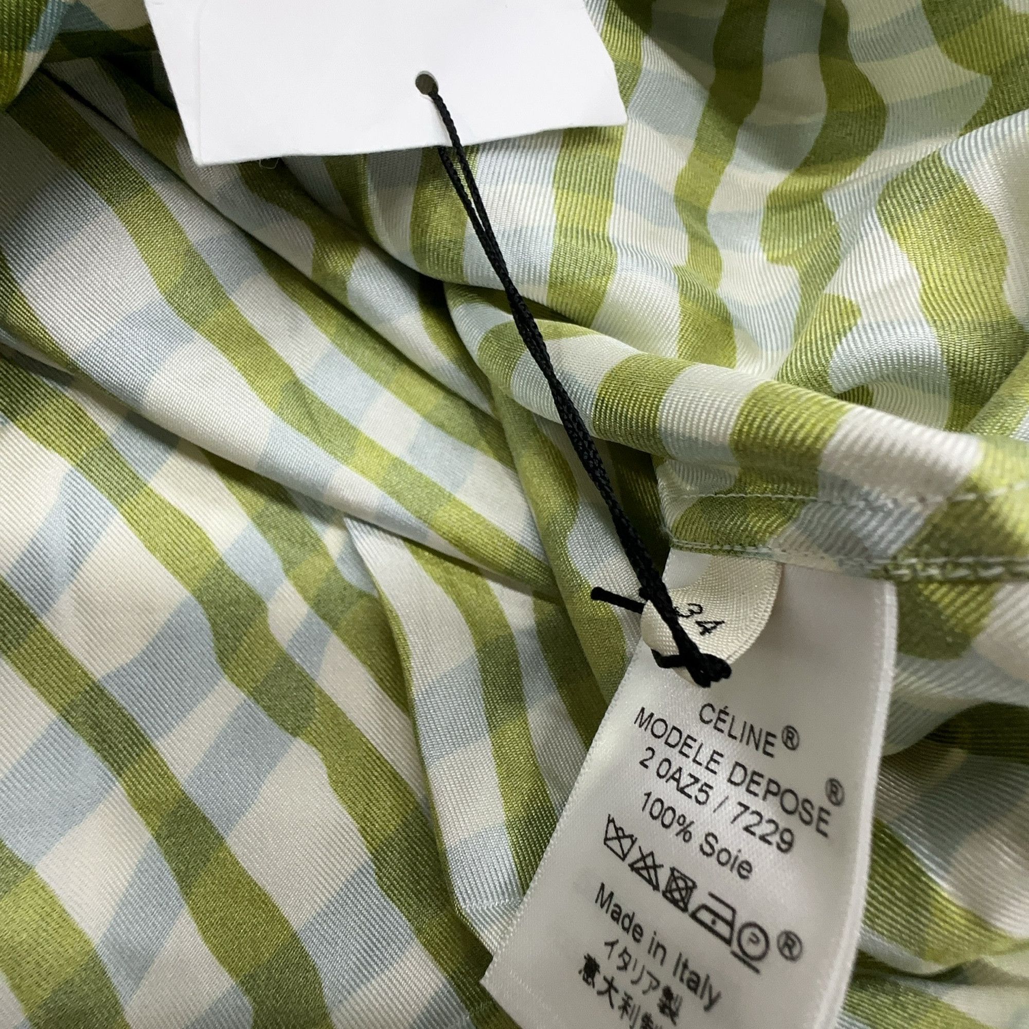 Celine Celine Green Gingham Button Up Shirt Size 34 Size XS / US 0-2 / IT 36-38 - 4 Thumbnail