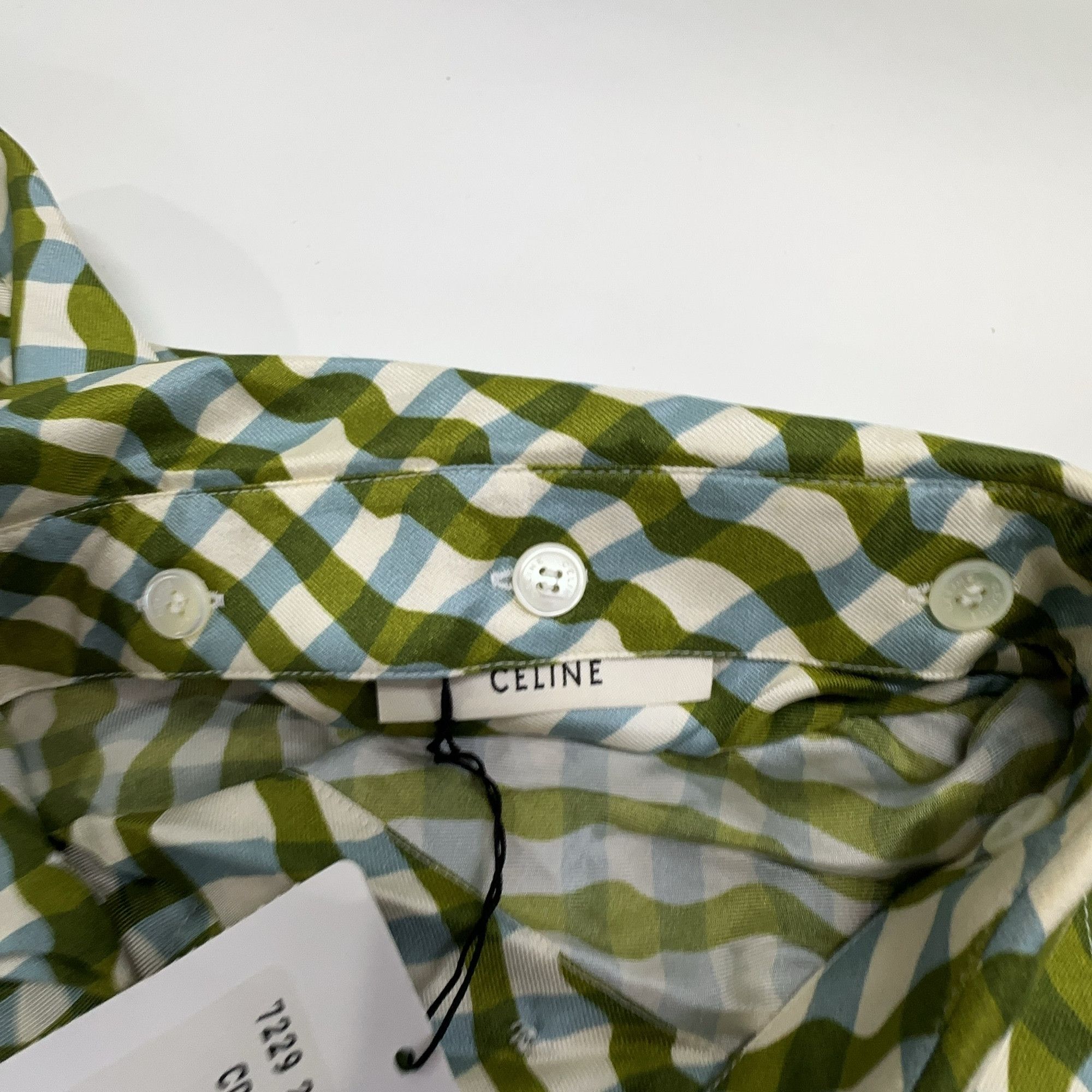 Celine Celine Green Gingham Button Up Shirt Size 34 Size XS / US 0-2 / IT 36-38 - 6 Thumbnail