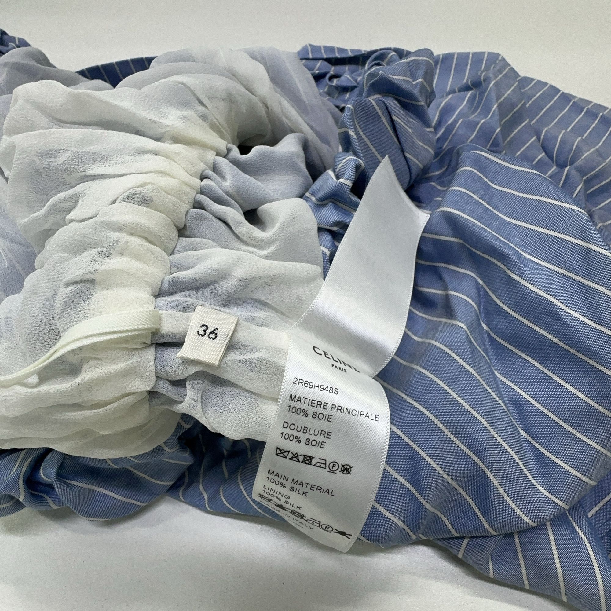 Celine Celine Striped Silk Mini Dress Size 36 Size XS / US 0-2 / IT 36-38 - 4 Thumbnail