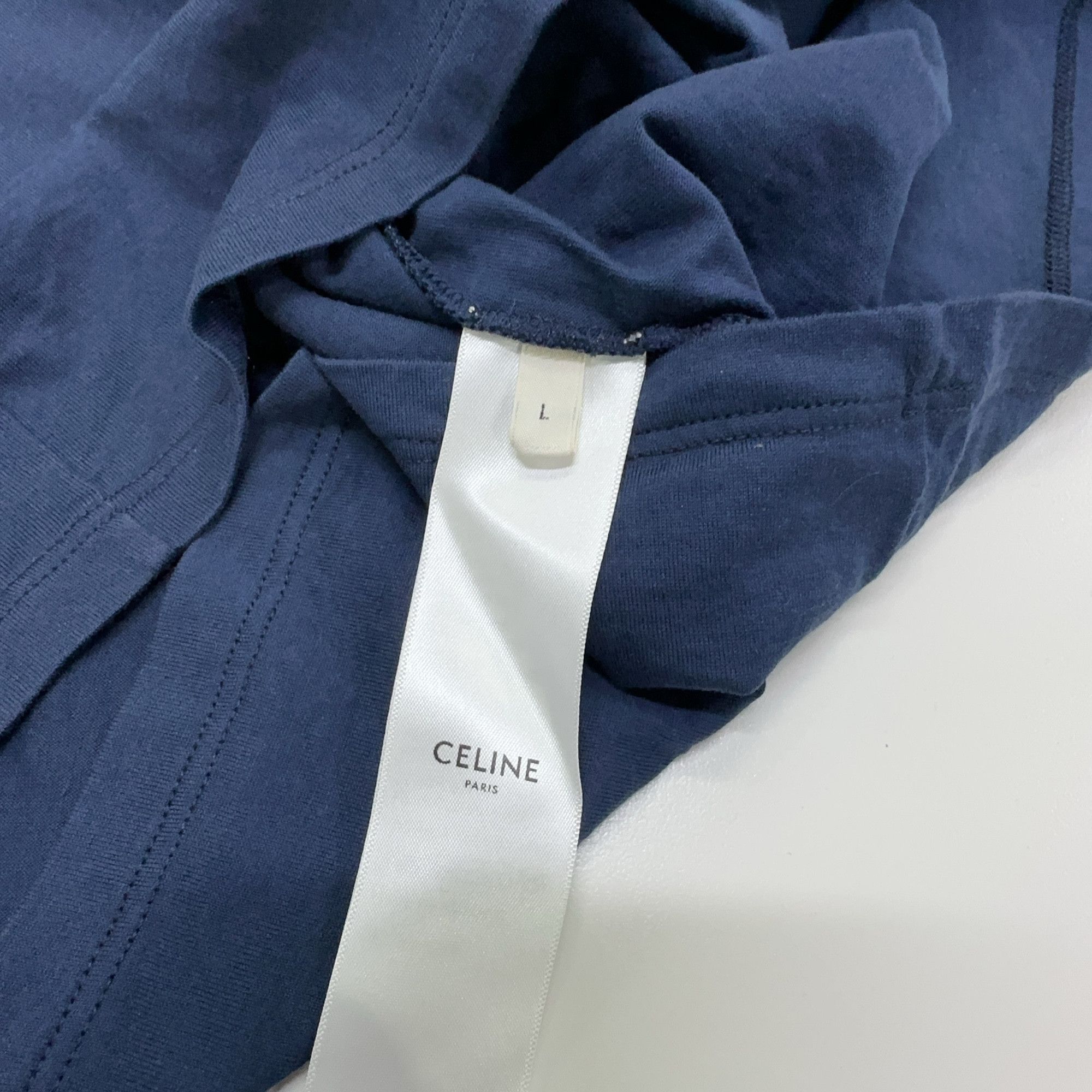 Celine Celine Logo Print T-Shirt Navy Size L Size US L / EU 52-54 / 3 - 4 Thumbnail