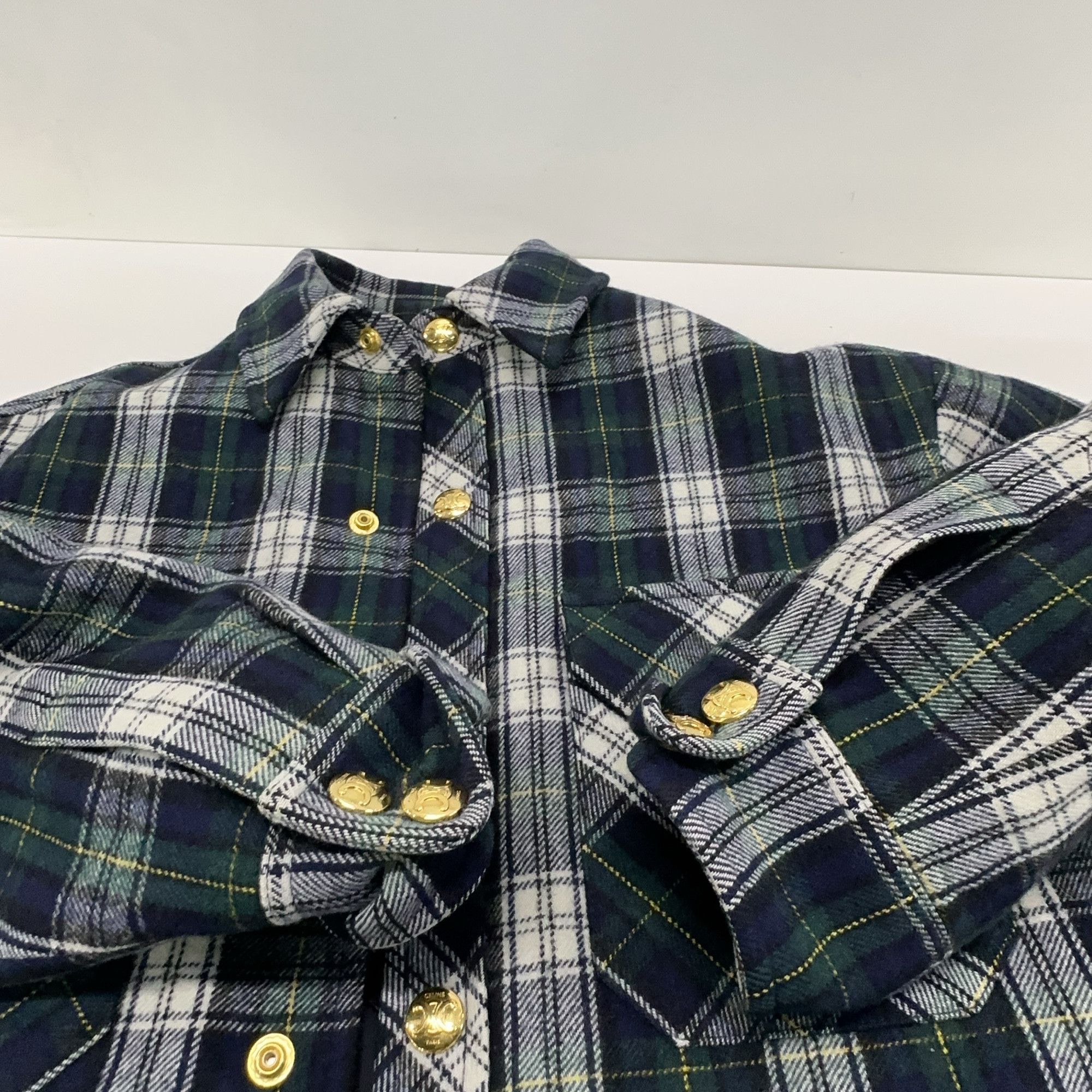 Celine Celine Plaid Cashmere Quilted Button Up Shirt Size 36 Size XS / US 0-2 / IT 36-38 - 8 Thumbnail