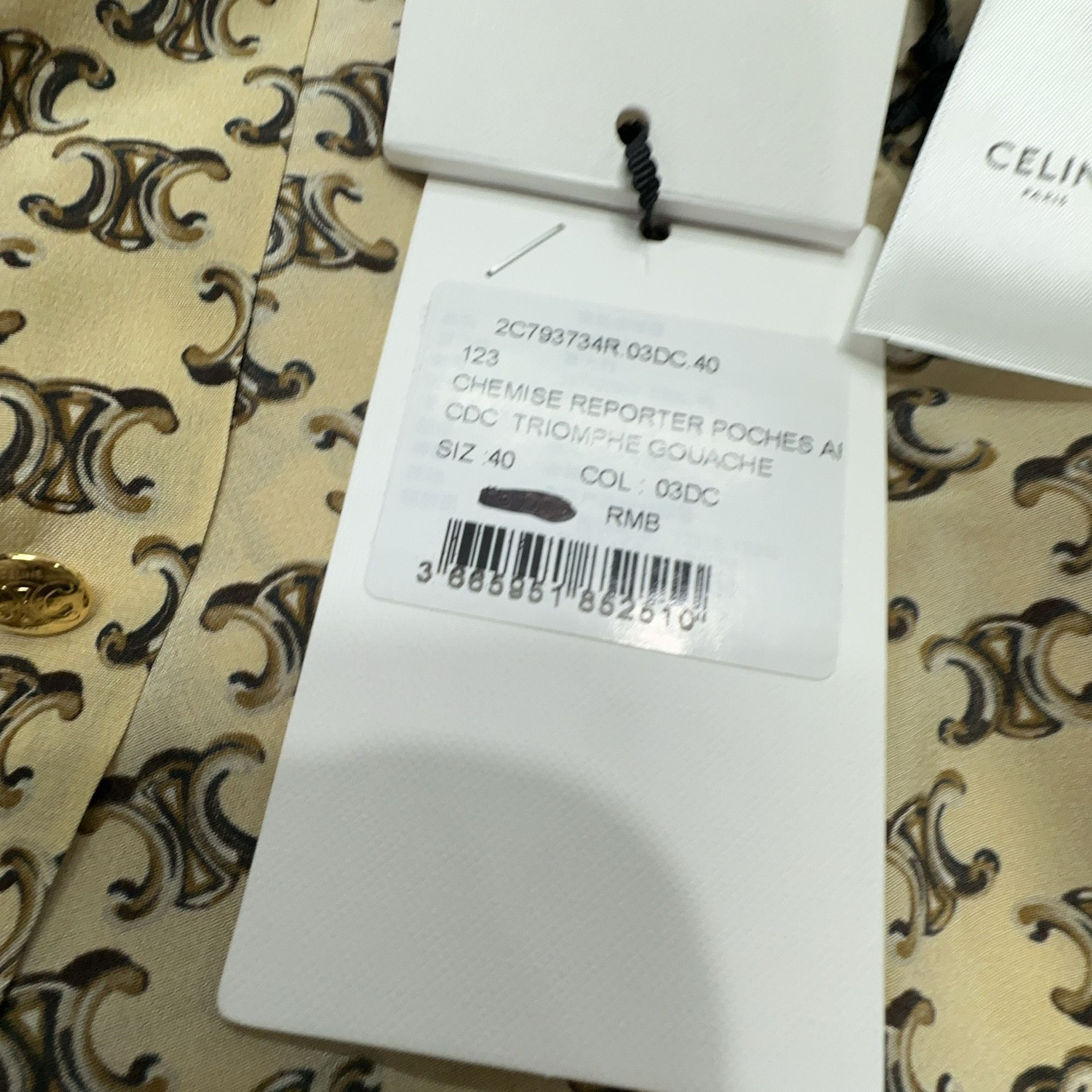 Celine Celine Triomphe Silk Button Up Shirt Size 40 Size M / US 6-8 / IT 42-44 - 4 Thumbnail