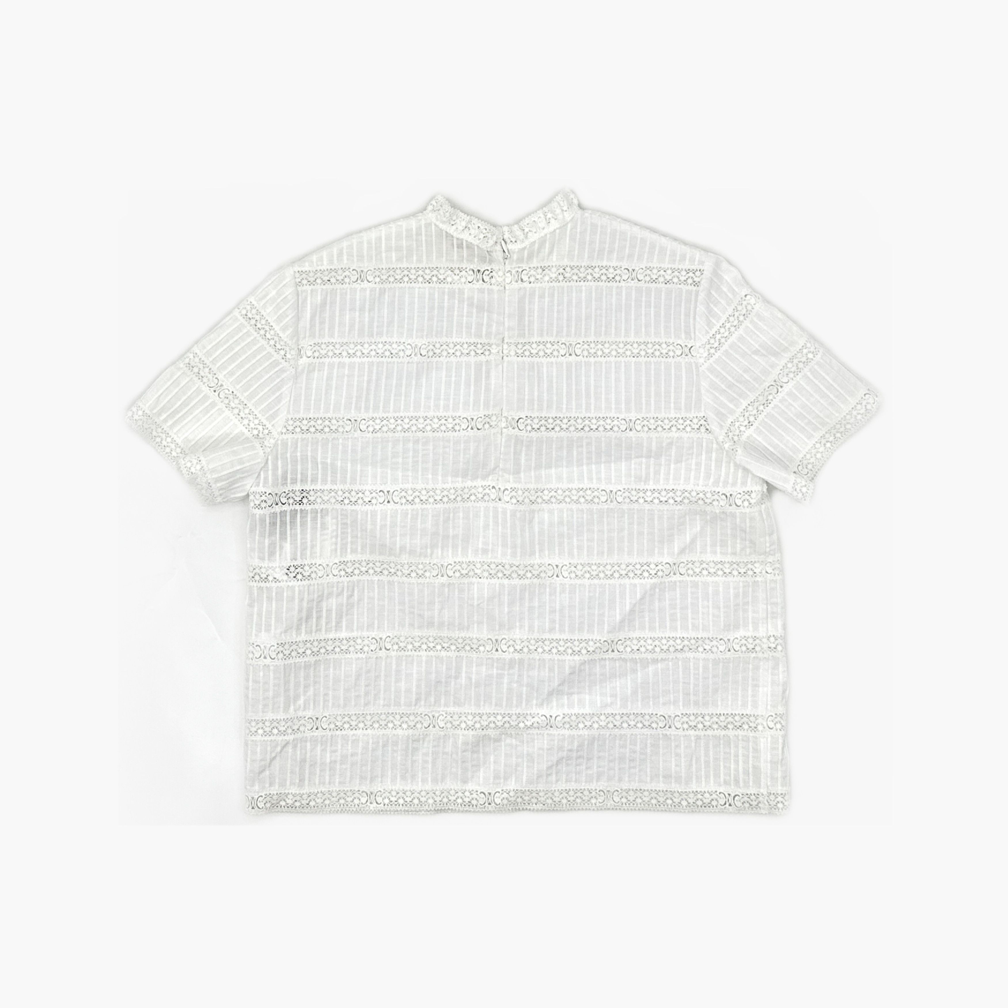 Celine CELINE Lace Trim Short Sleeve Blouse Size 38 Size XS / US 0-2 / IT 36-38 - 2 Thumbnail