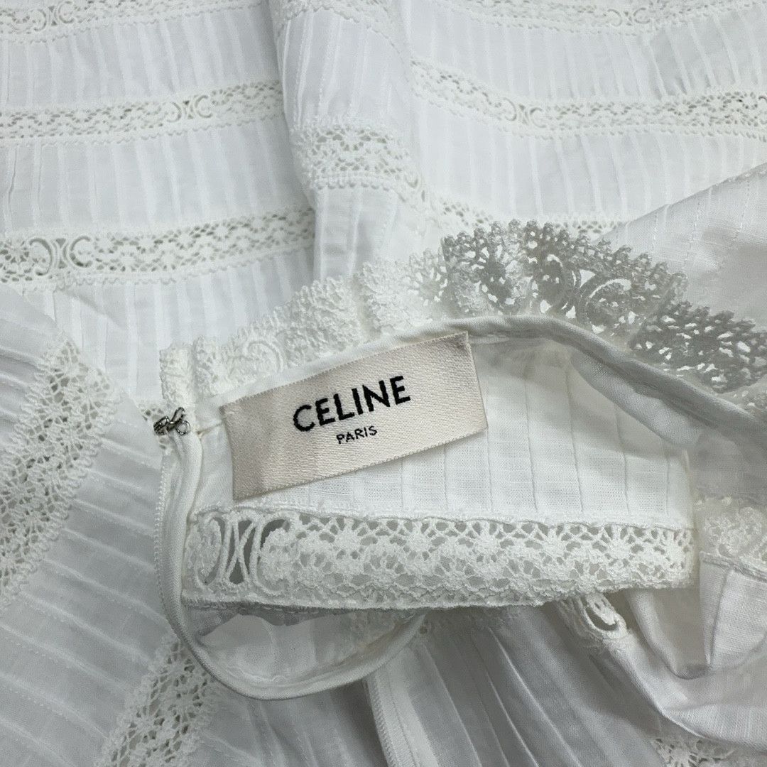 Celine CELINE Lace Trim Short Sleeve Blouse Size 38 Size XS / US 0-2 / IT 36-38 - 3 Thumbnail