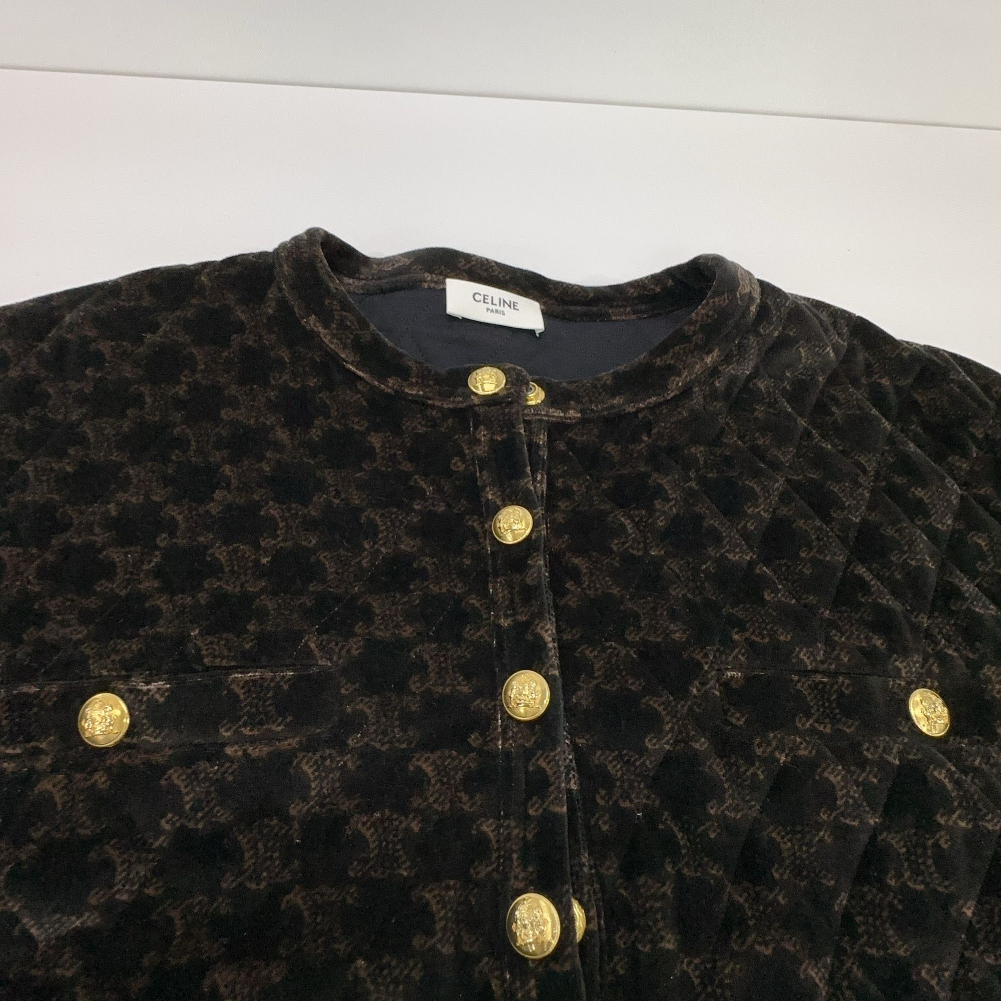 Celine CELINE Triomphe Quilted Velvet Jacket Size 36 Size XS / US 0-2 / IT 36-38 - 6 Thumbnail