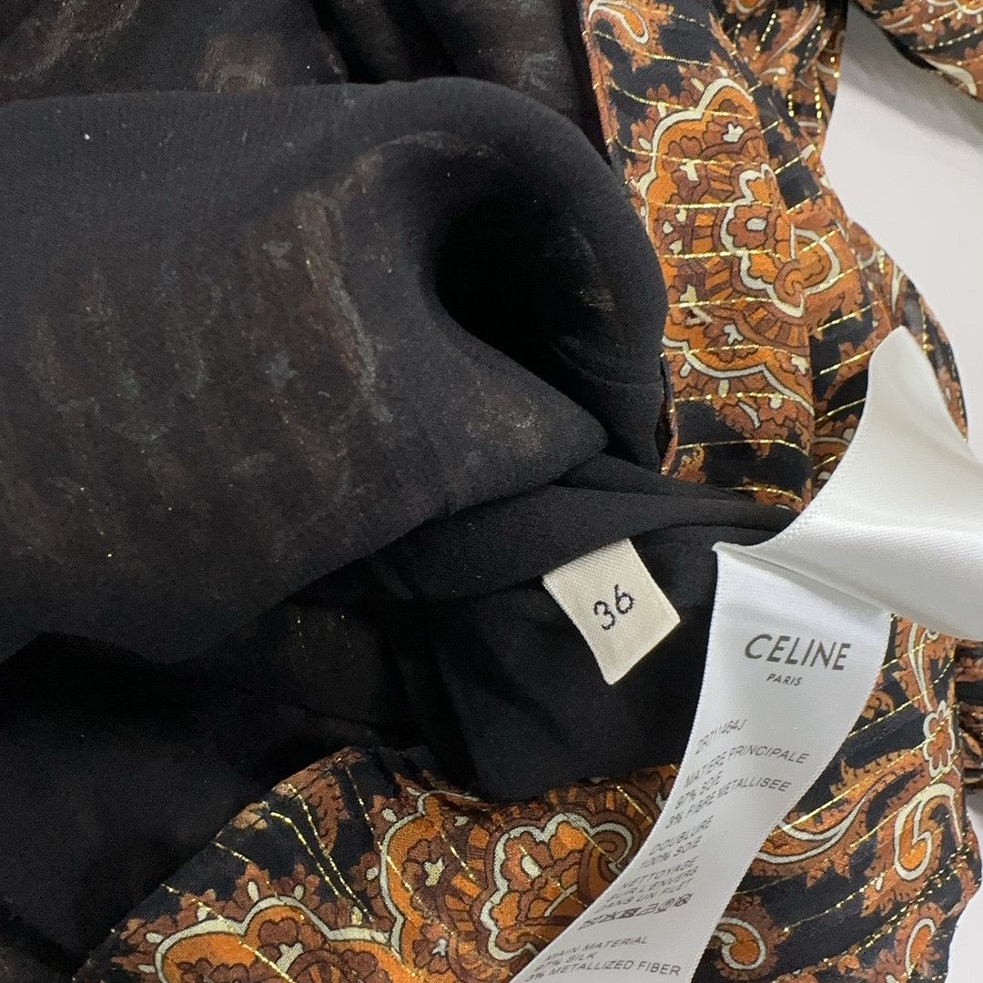 Celine CELINE Printed Silk Midi Dress Size 36 Size XS / US 0-2 / IT 36-38 - 4 Thumbnail