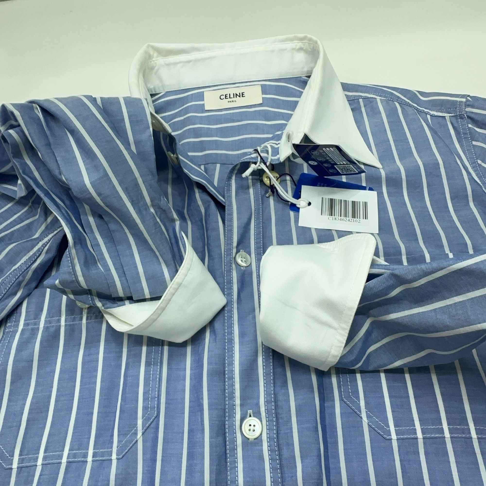 Celine Celine Striped Button Up Shirt Size 38 Size XS / US 0-2 / IT 36-38 - 7 Thumbnail