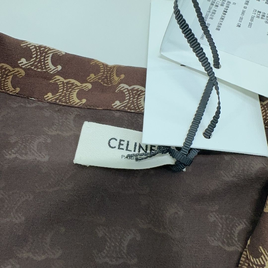 Celine CELINE Triomphe Print Silk Button Up Shirt Size 40 Size M / US 6-8 / IT 42-44 - 5 Thumbnail