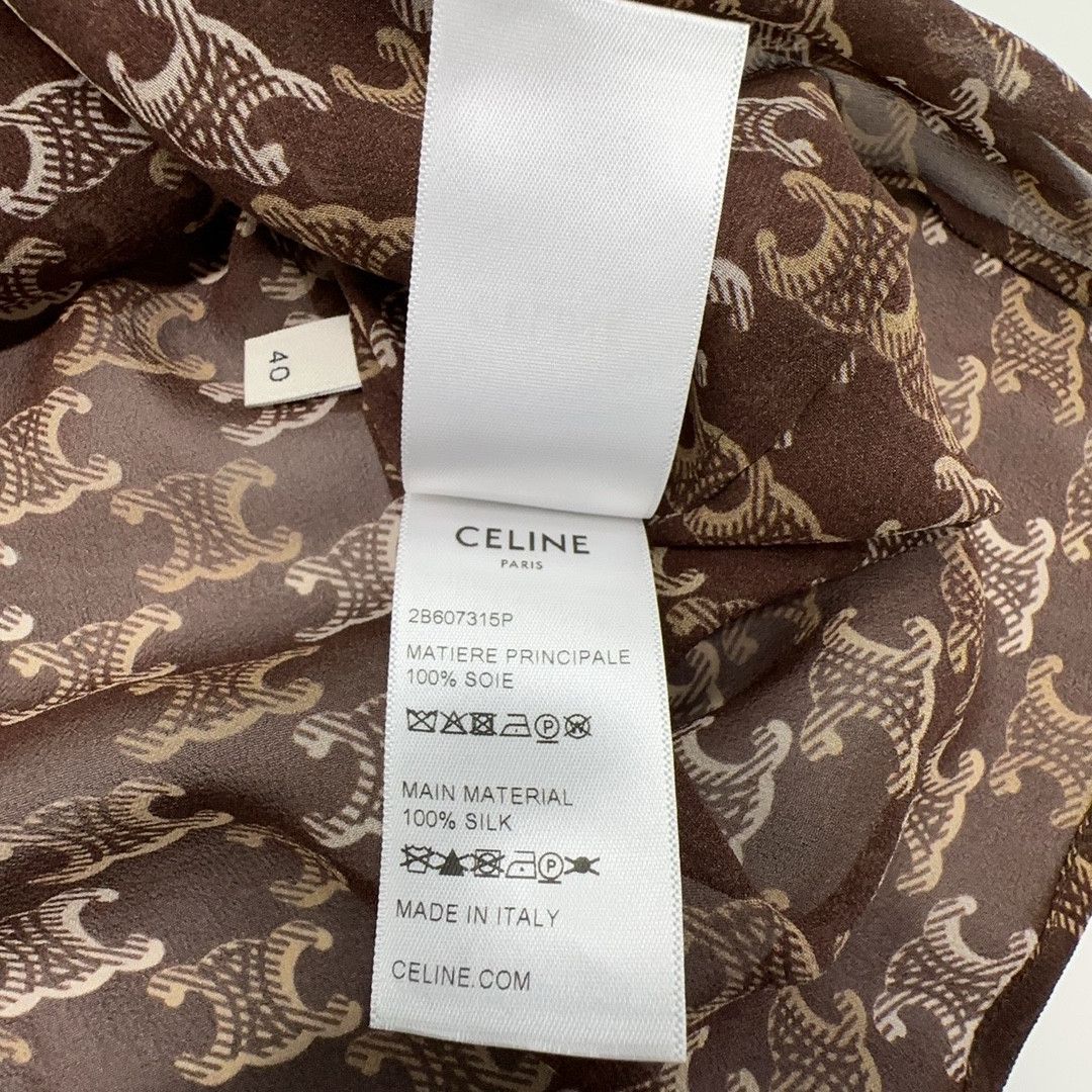 Celine CELINE Triomphe Print Silk Button Up Shirt Size 40 Size M / US 6-8 / IT 42-44 - 3 Thumbnail
