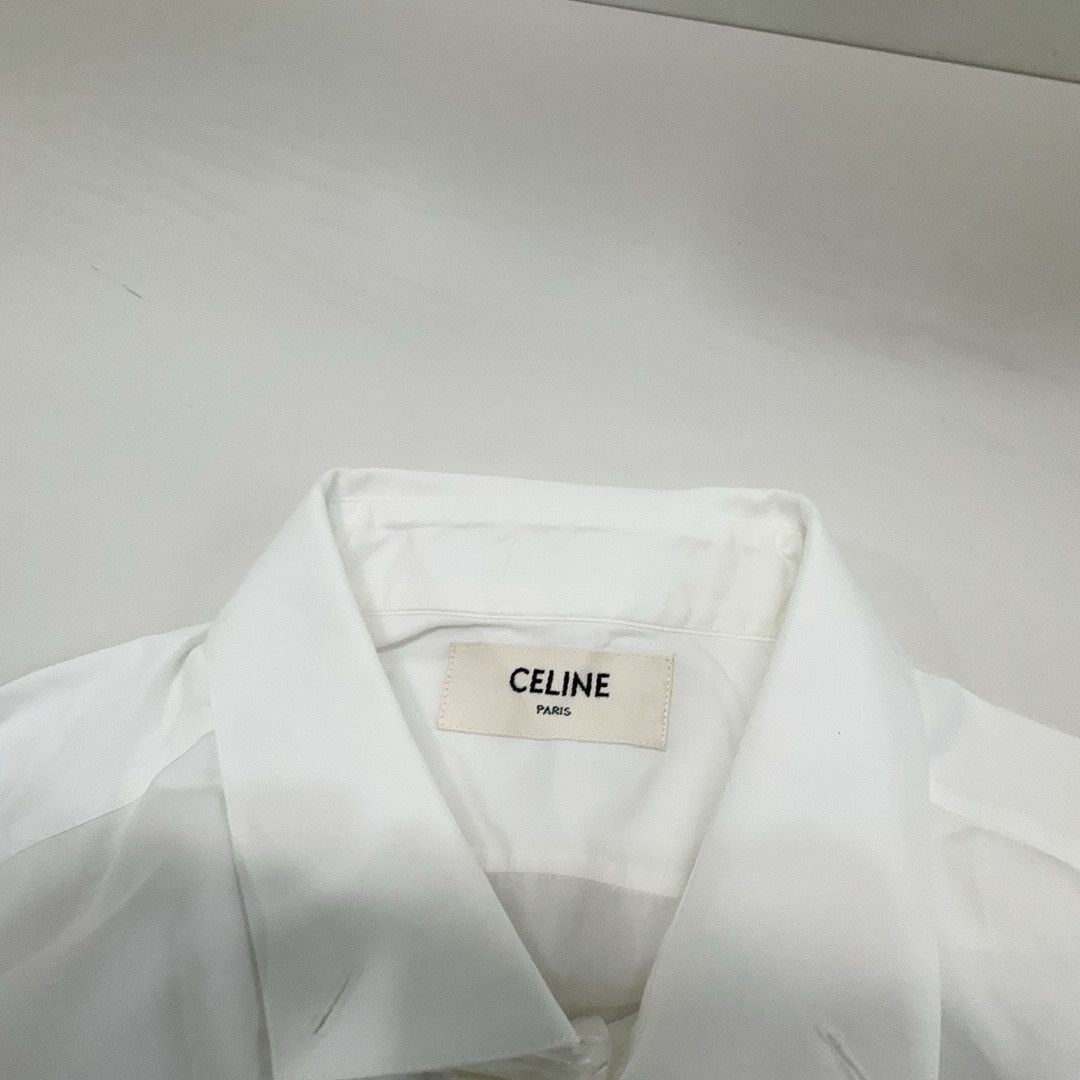 Celine Celine White Cotton Long Sleeve Shirt Size M Size US XXS / EU 40 - 5 Thumbnail
