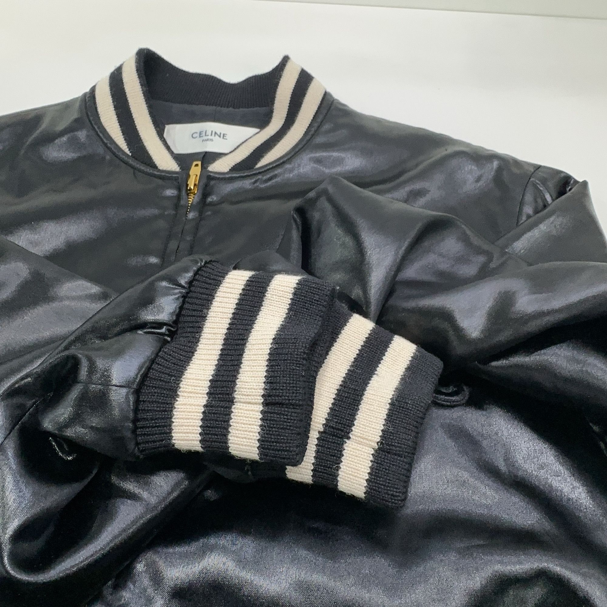Celine CELINE Triomphe Logo Satin Bomber Jacket Size 34 Size XS / US 0-2 / IT 36-38 - 9 Thumbnail