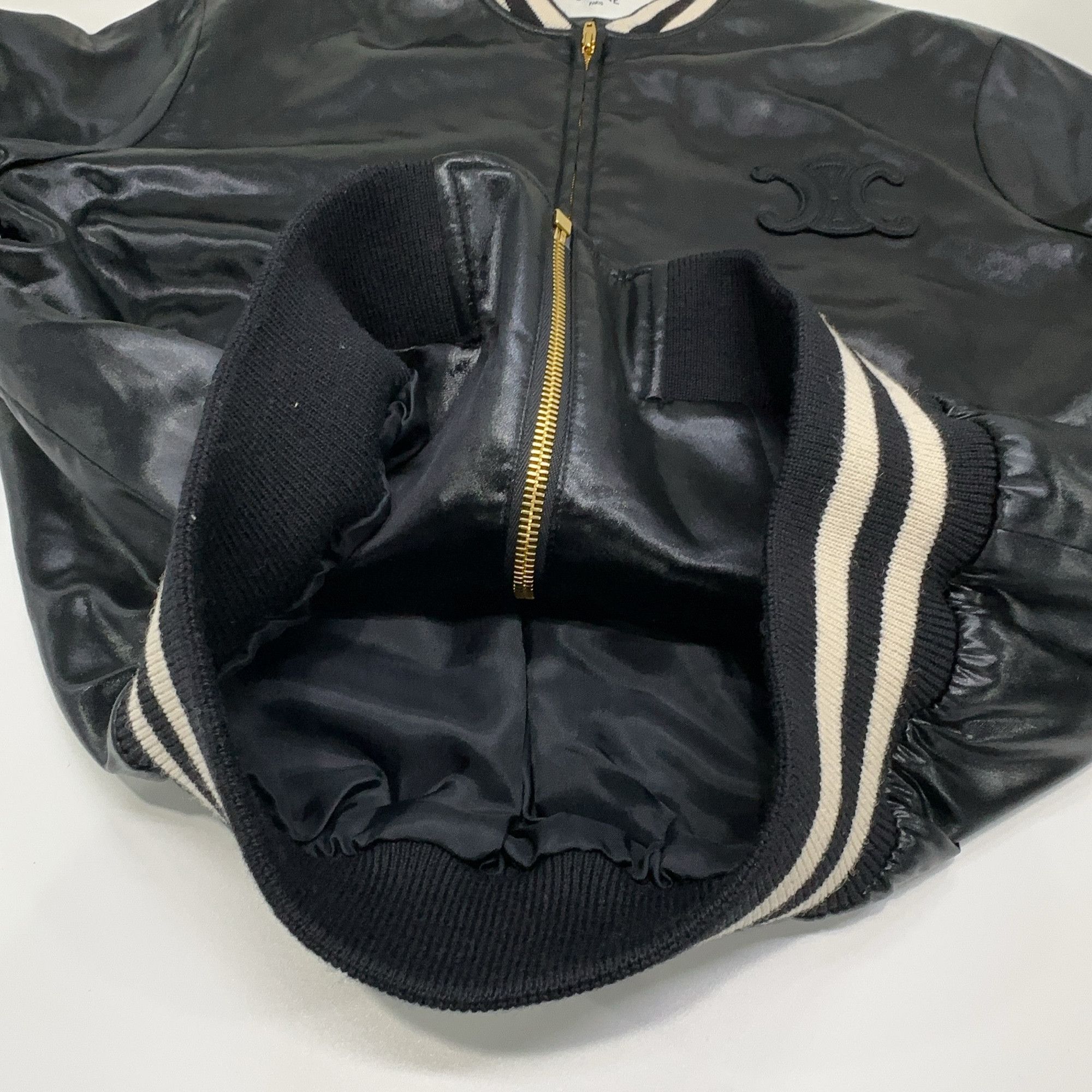 Celine CELINE Triomphe Logo Satin Bomber Jacket Size 34 Size XS / US 0-2 / IT 36-38 - 11 Thumbnail