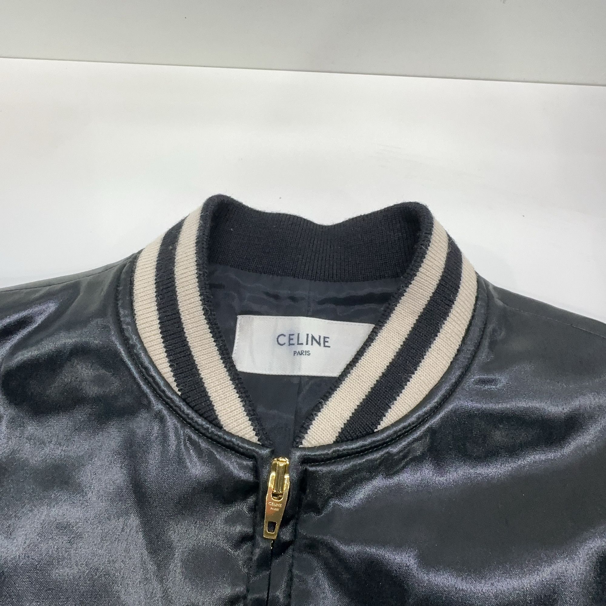 Celine CELINE Triomphe Logo Satin Bomber Jacket Size 34 Size XS / US 0-2 / IT 36-38 - 8 Thumbnail