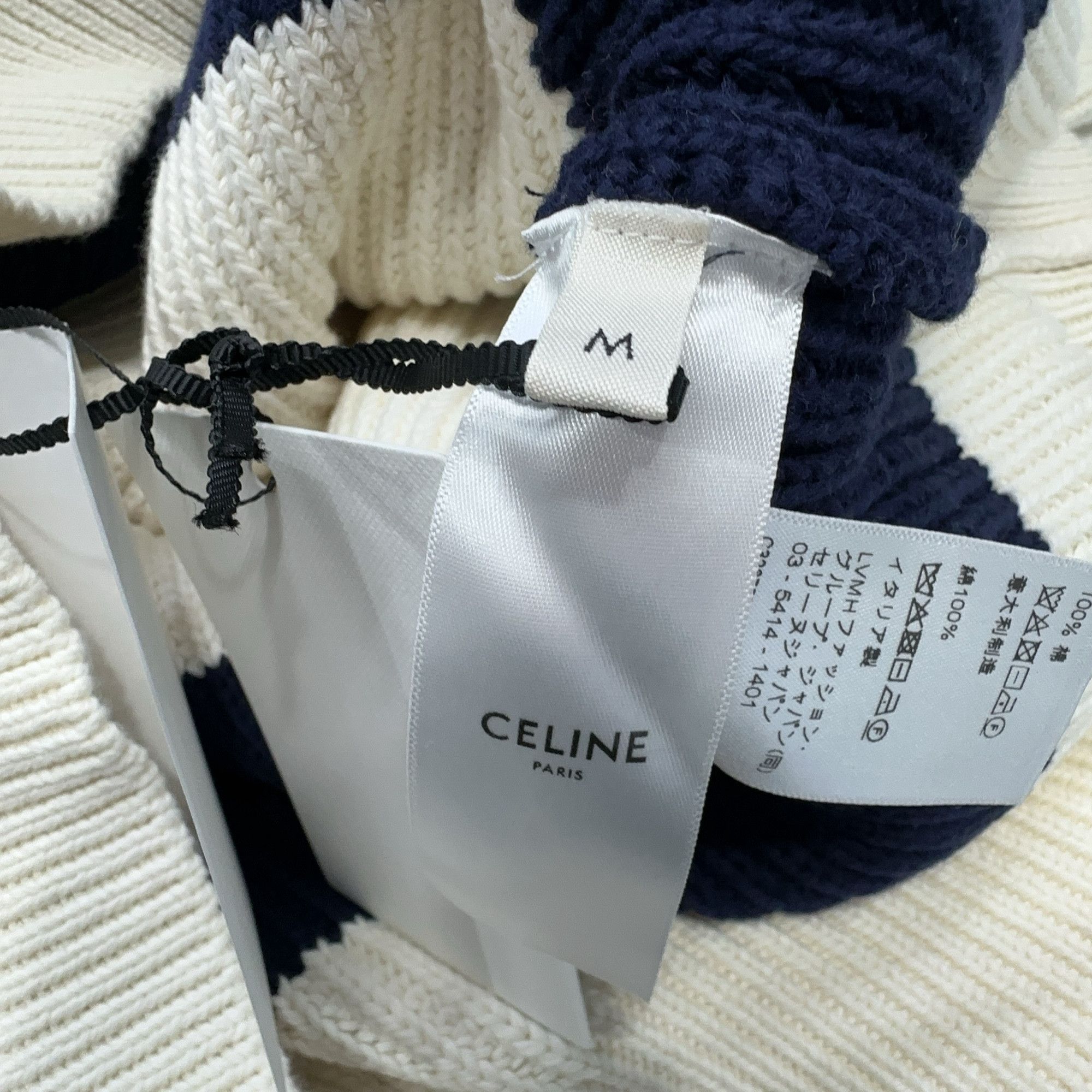 Celine Celine Striped Logo Knit Sweater Size M Size US M / EU 48-50 / 2 - 5 Thumbnail