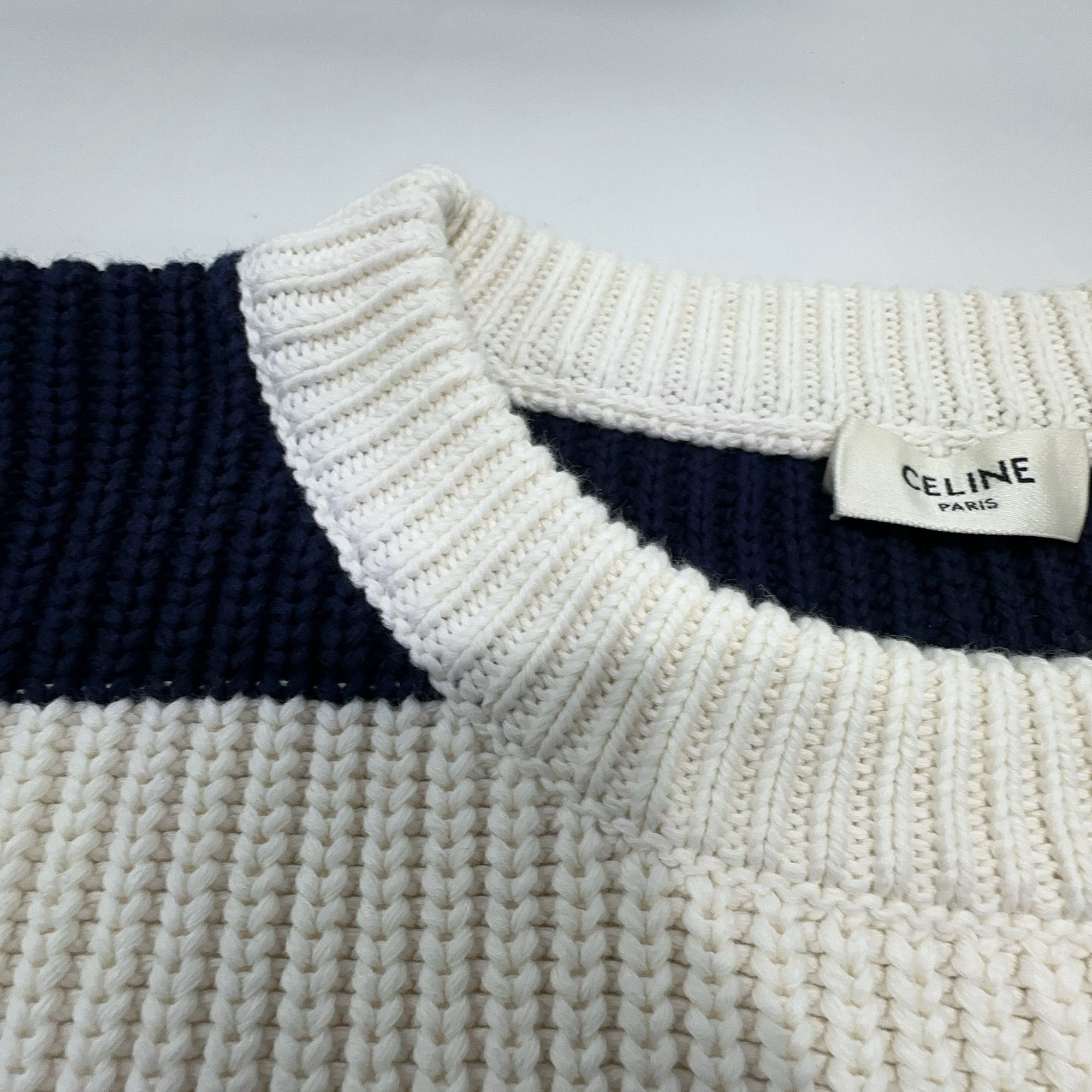 Celine Celine Striped Logo Knit Sweater Size M Size US M / EU 48-50 / 2 - 8 Thumbnail