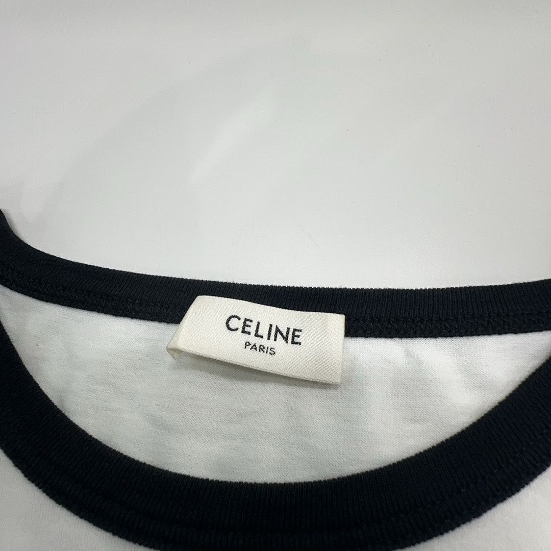 Celine Celine Logo Print Ringer T-Shirt Size L Size L / US 10 / IT 46 - 3 Thumbnail