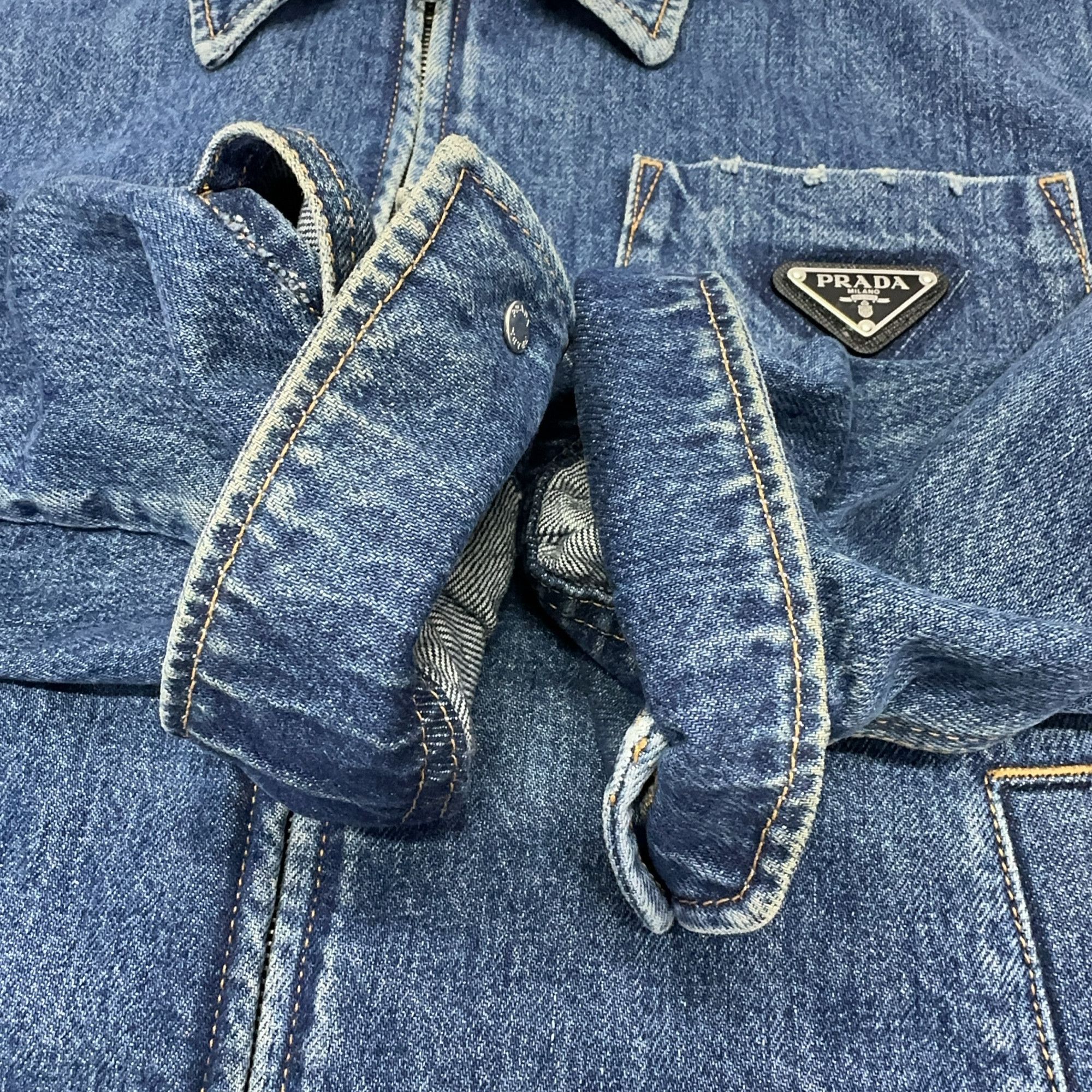 Prada Prada Triangle Logo Zip Denim Jacket Size L Size US L / EU 52-54 / 3 - 10 Thumbnail