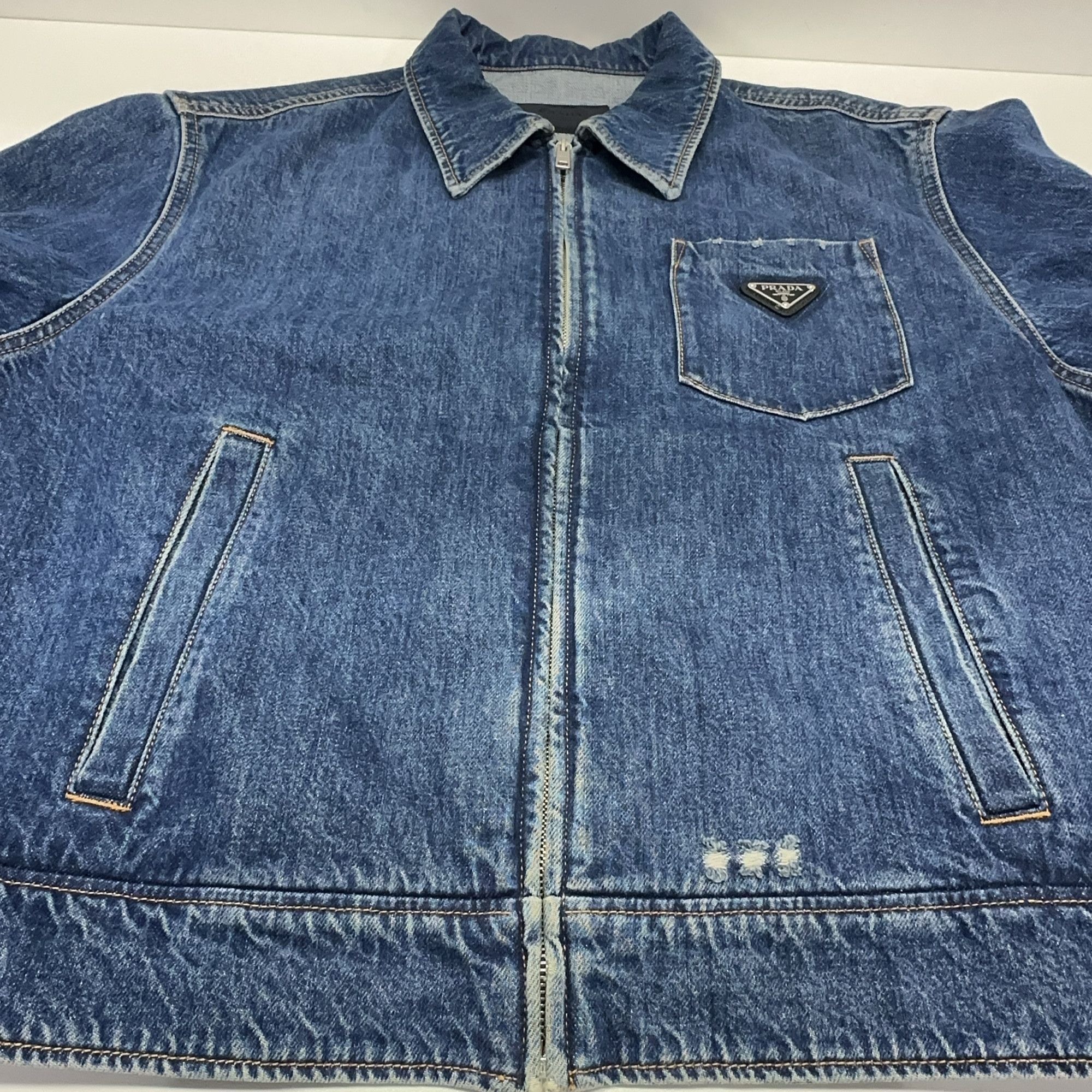 Prada Prada Triangle Logo Zip Denim Jacket Size L Size US L / EU 52-54 / 3 - 8 Thumbnail