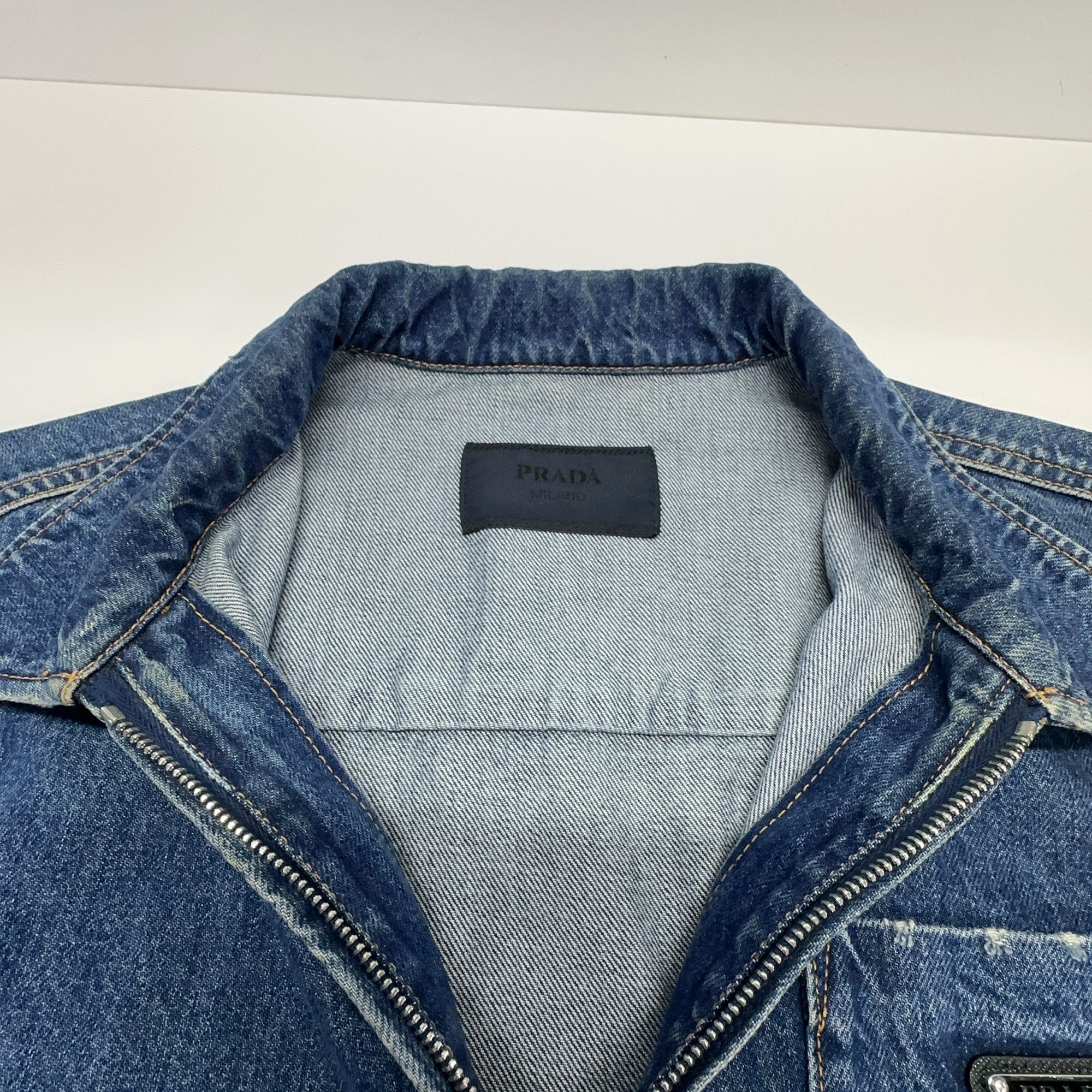 Prada Prada Triangle Logo Zip Denim Jacket Size L Size US L / EU 52-54 / 3 - 7 Thumbnail
