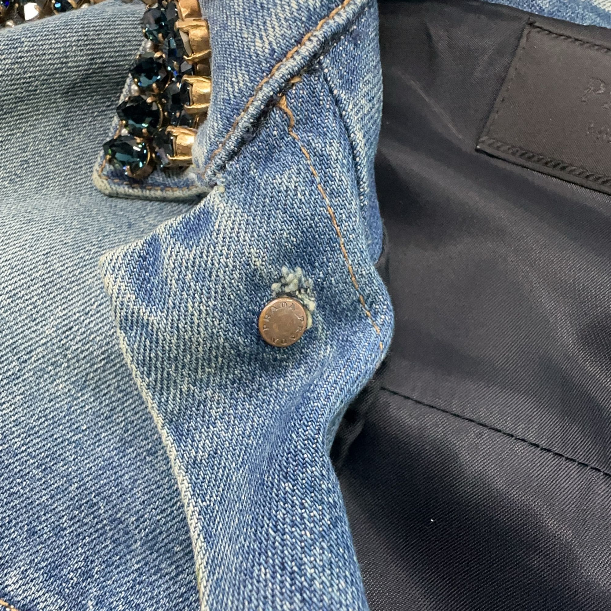 Prada Prada Crystal Embellished Denim Vest Size M Size US M / EU 48-50 / 2 - 7 Thumbnail