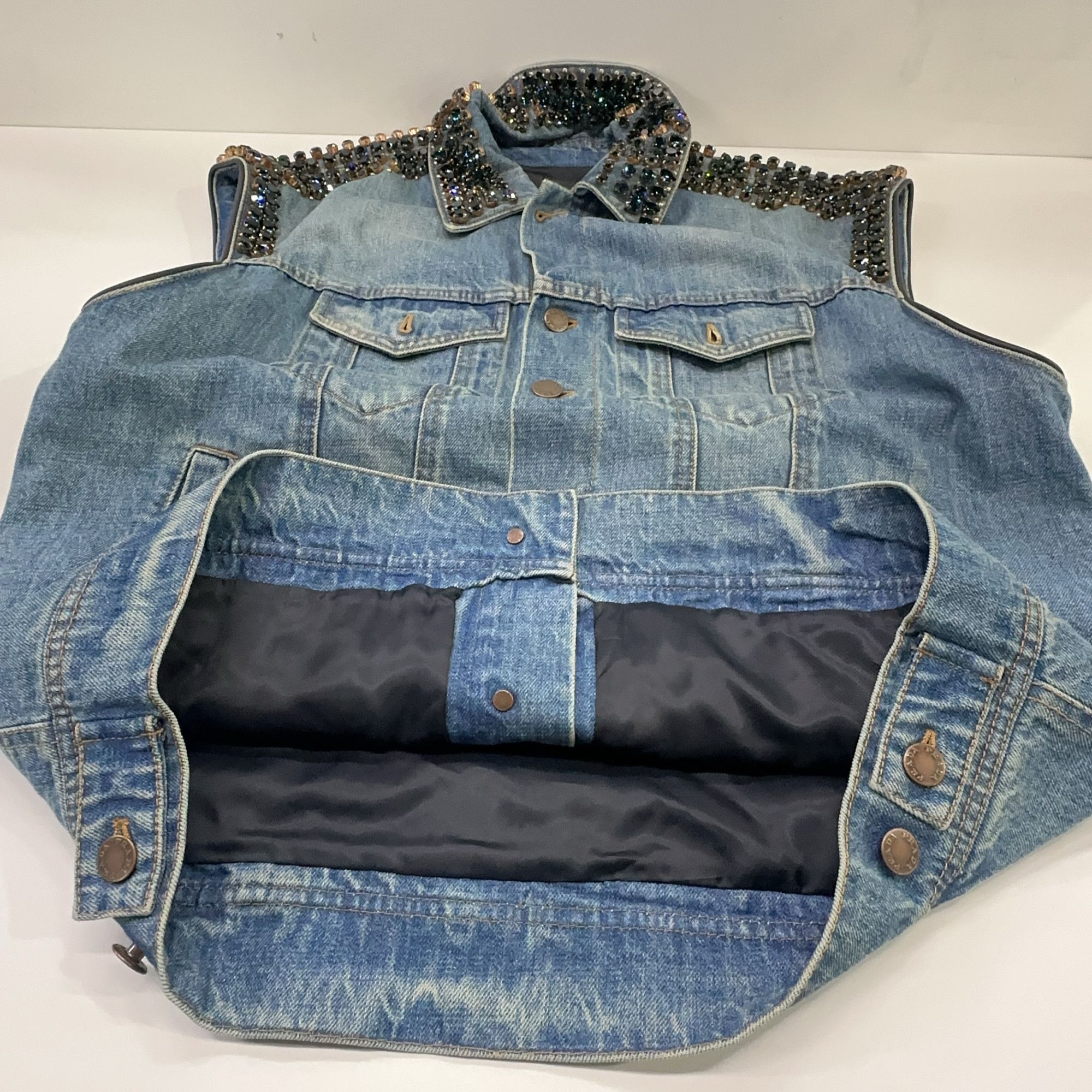 Prada Prada Crystal Embellished Denim Vest Size M Size US M / EU 48-50 / 2 - 9 Thumbnail