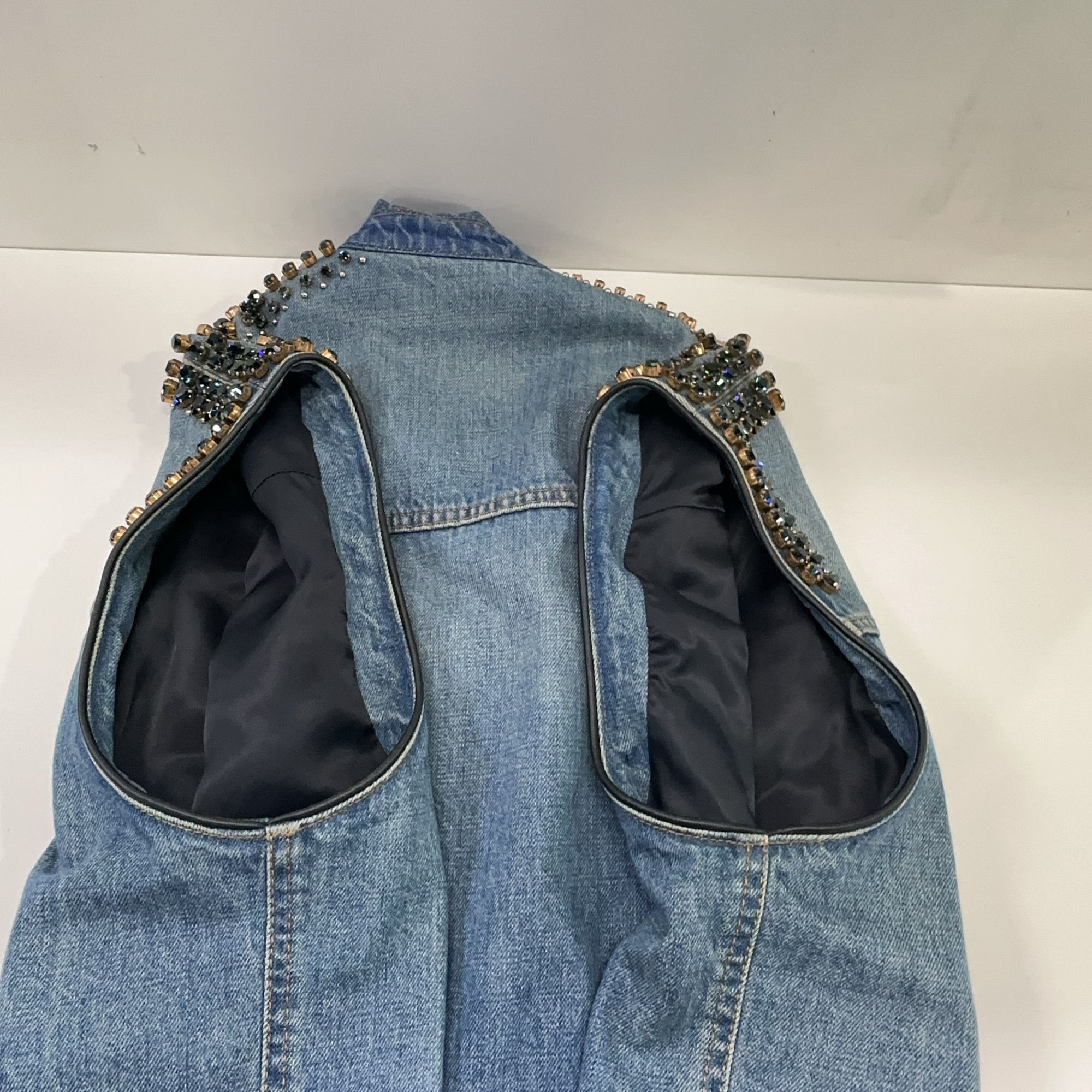 Prada Prada Crystal Embellished Denim Vest Size M Size US M / EU 48-50 / 2 - 11 Thumbnail